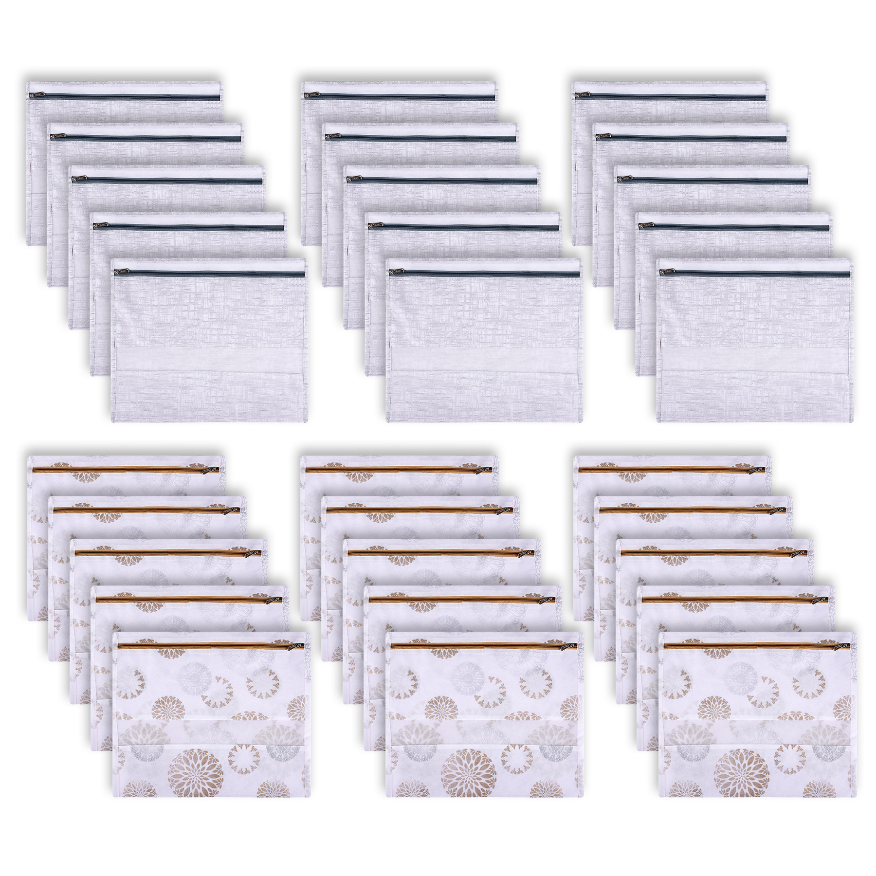 Kuber Industries Saree Bags | Clothes Bags for Storage | Non-Woven Wardrobe Organizer | Mesh Window Cloth Storage Bags Set | Single Packing Saree Bags | Printed | Gray & White