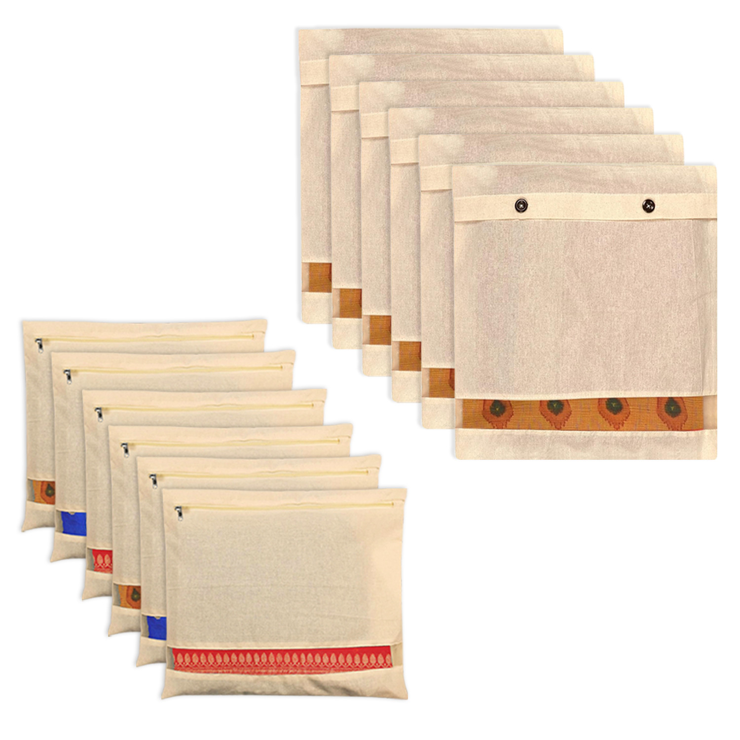 Kuber Industries Saree Bags Combo Set | Cotton Wardrobe Organizer | Clothes Bags for Storage | Mesh Window Saree Bags Set | Single Packing Saree Cover |Cream
