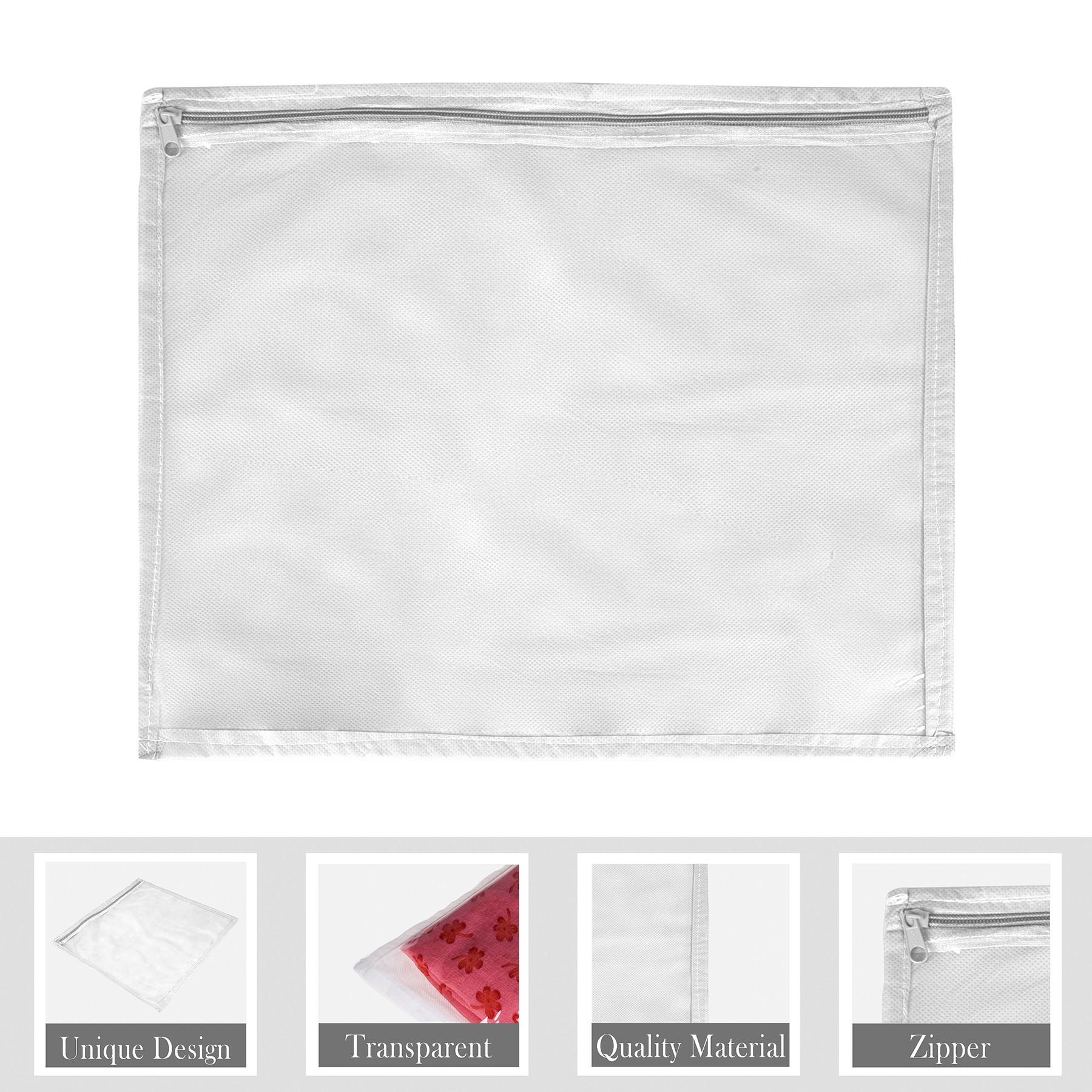 Kuber Industries Saree Cover  Clothes Storage Bag  Single Packing Saree with Zip Closure  Wardrobe Organizer  Cloth Stoarge Organizer  Plain Saree Cover  Pack of 24  White