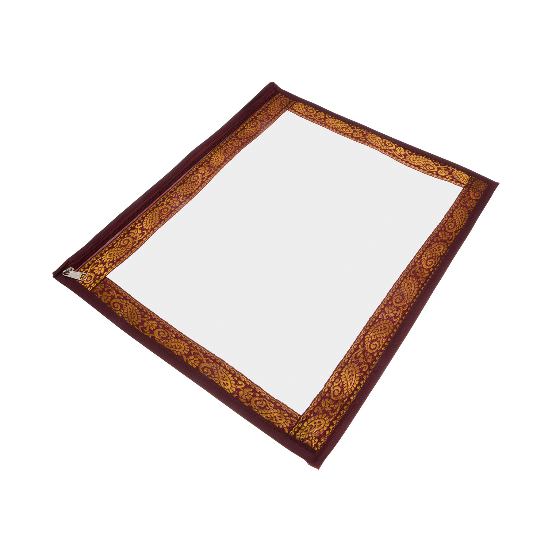 Kuber Industries Saree Cover  Clothes Storage Bag  Single Packing Saree with Zip Closure  Wardrobe Organizer  Cloth Stoarge Organizer  4 Side Lace Design  Pack of 6  Maroon