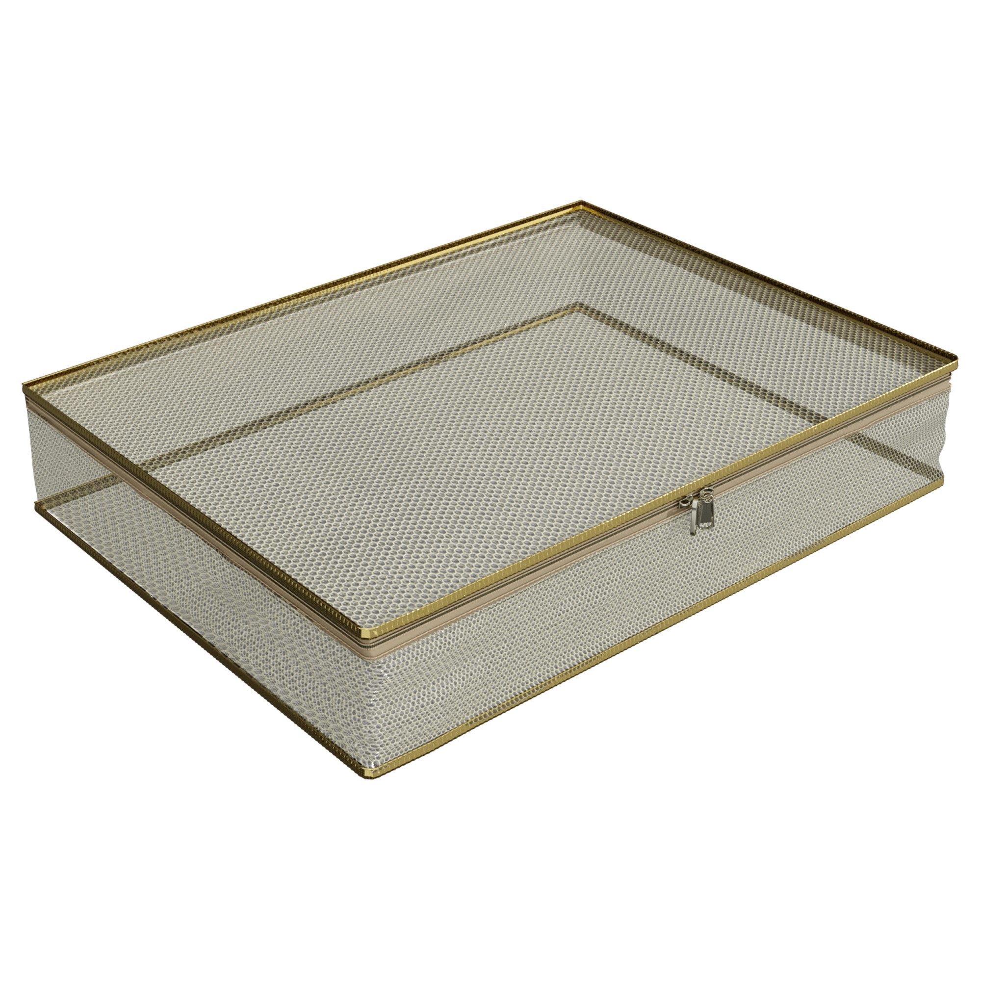 Kuber Industries Saree Cover  Clothes Storage Bag  Zip Closure Saree Cover  Wardrobe Organizer  Cloth Storage Organiser  Mesh Transparent Saree Cover  3 Inch  Pack of 3  Golden