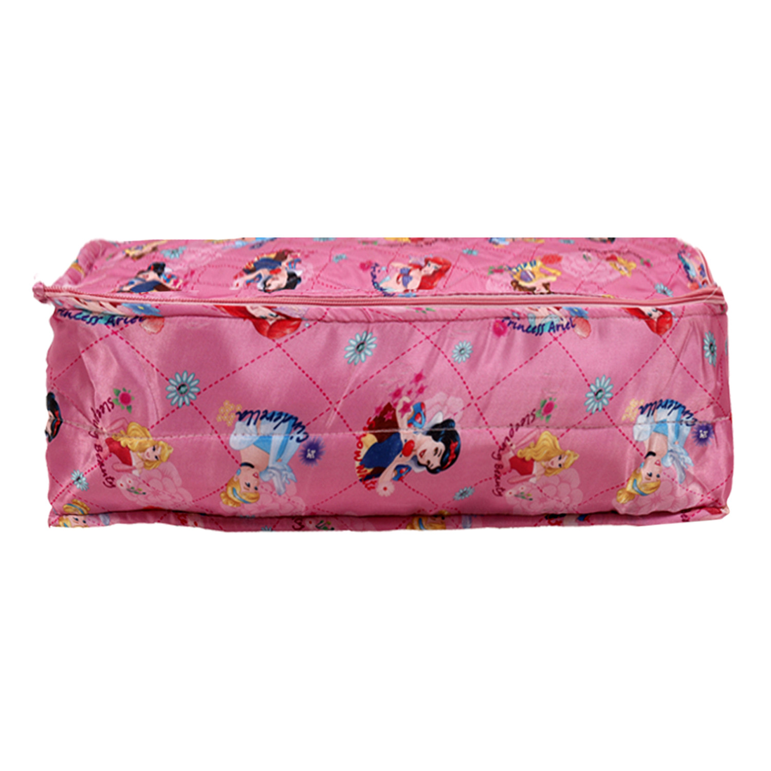 Kuber Industries Saree Cover | Disney Princess Satin Saree Cover | Wardrobe Saree Organizer | Flappable Saree Cover | Storage Organizer Bag | Pink