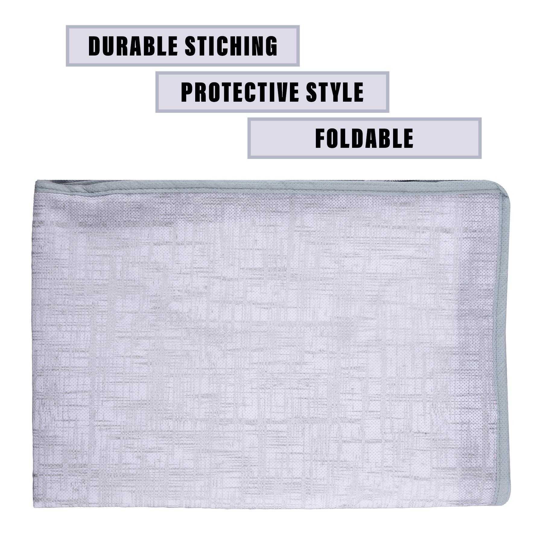 Kuber Industries Saree Cover  Zip Closure Saree Cover  Clothes Storage Bag  Wardrobe Organizer  Transparent Window Saree Cover  Jute Printed  9 Inch  Pack of 3  Gray