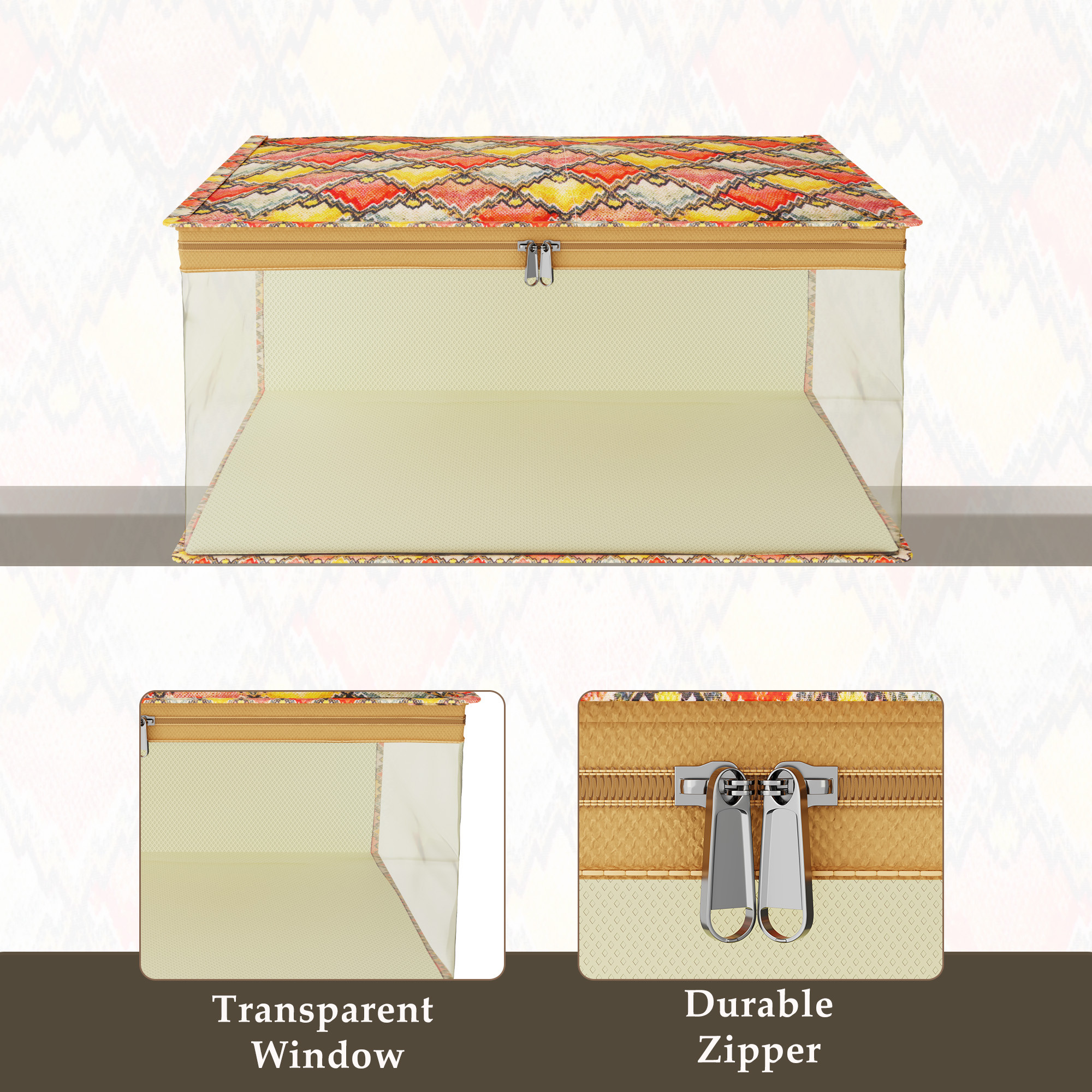 Kuber Industries Saree Cover  Zip Closure Saree Cover  Clothes Storage Bag  Wardrobe Organizer  Transparent Window Saree Cover  Check Saree Cover  9 Inch  Multicolor