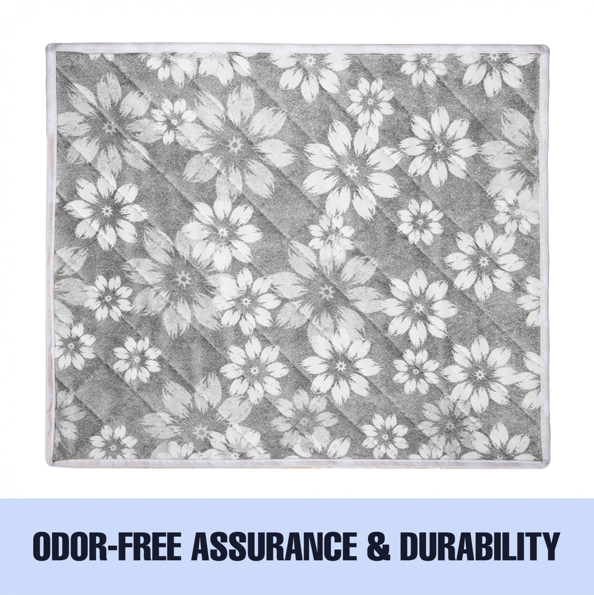 Kuber Industries Saree Cover  Blanket Cover Set Underbed Storage Bag Combo Set  Visible Window  Handle Storage Bag  Flower Quilted Gray