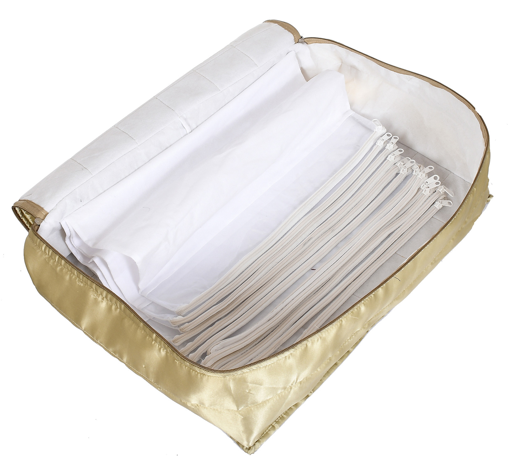 Kuber Industries Saree Cover, Wardrobe Organizer,Saree Storage Bag With 12 Flap in One Bag (Cream)-HS_38_KUBMART21755