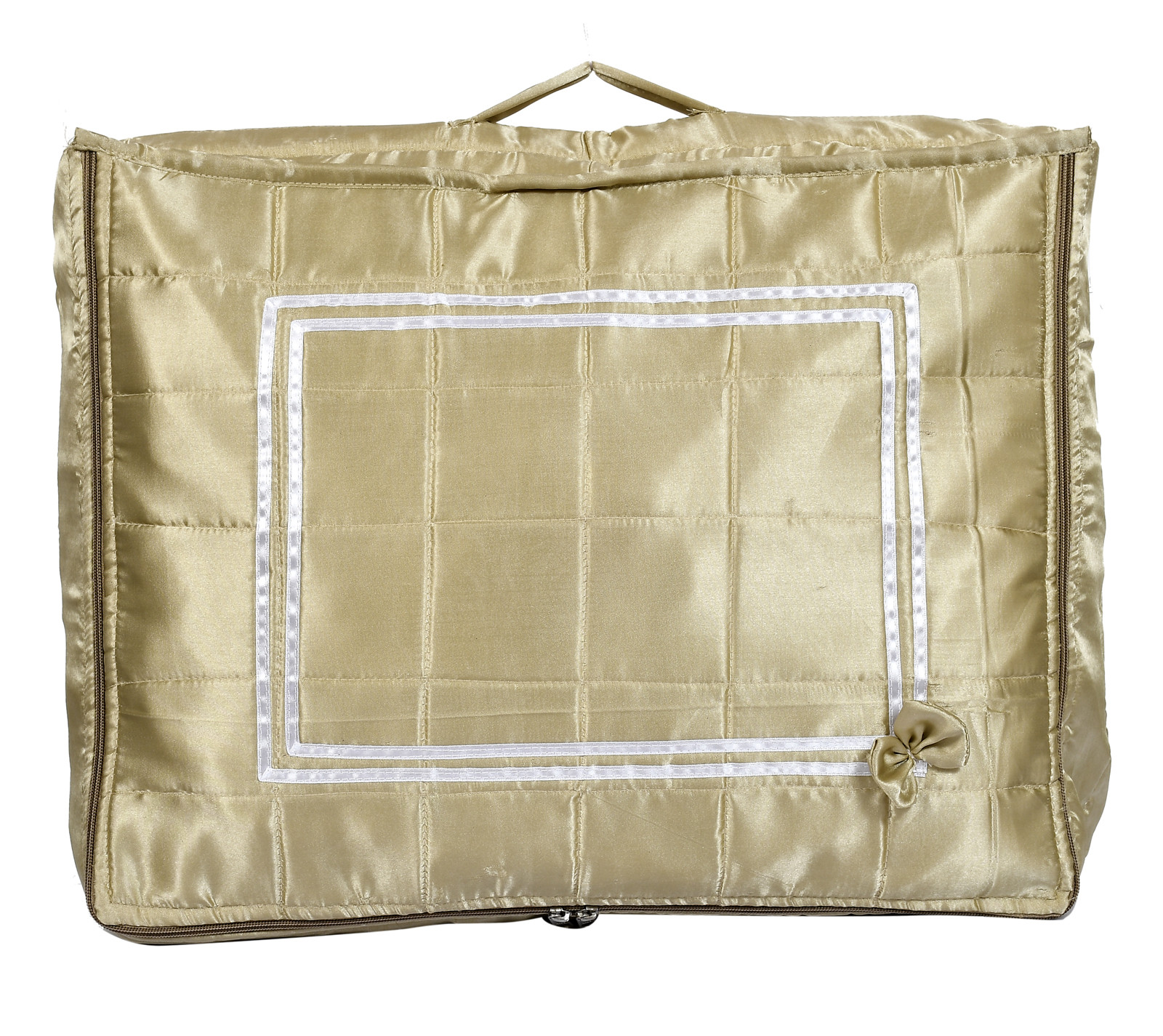 Kuber Industries Saree Cover, Wardrobe Organizer,Saree Storage Bag With 12 Flap in One Bag (Cream)-HS_38_KUBMART21755