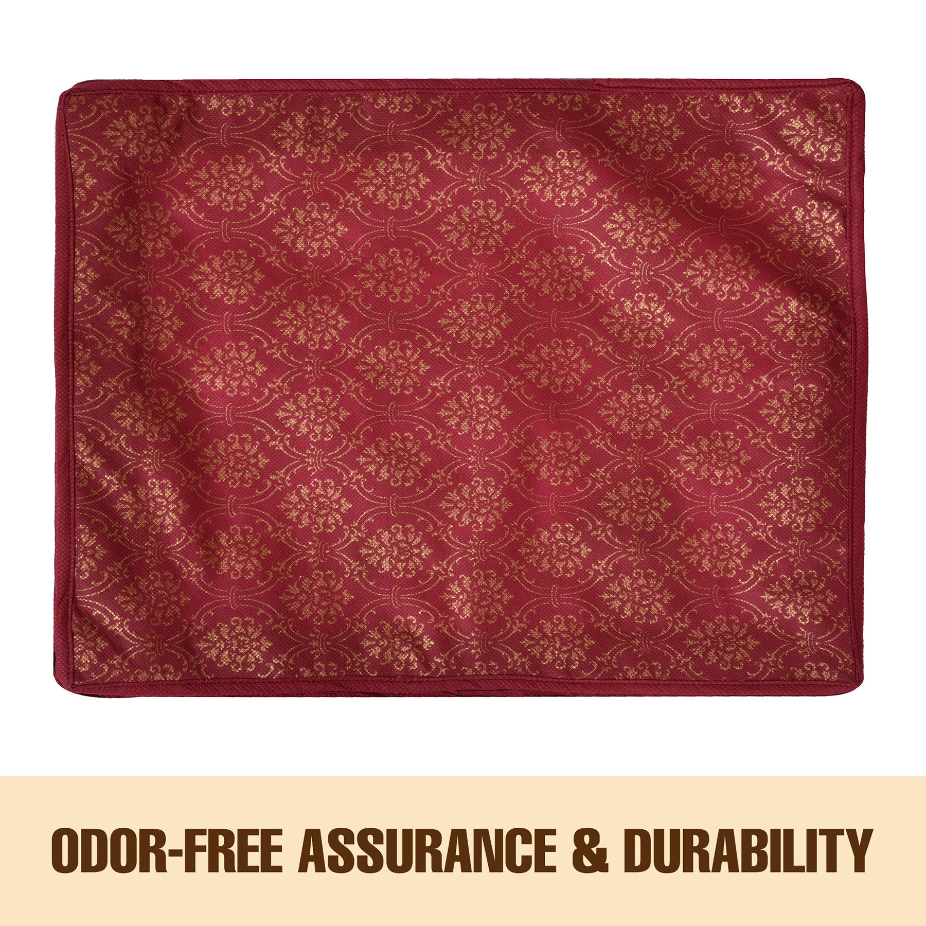 Kuber Industries Saree Storage Bag  Clothes Storage Bag  Wardrobe Storage Bag  Cloth Storage Organizer  Top Visible Window Saree Bag  Bow Golden Printed  6 Inch  Pack of 3  Maroon