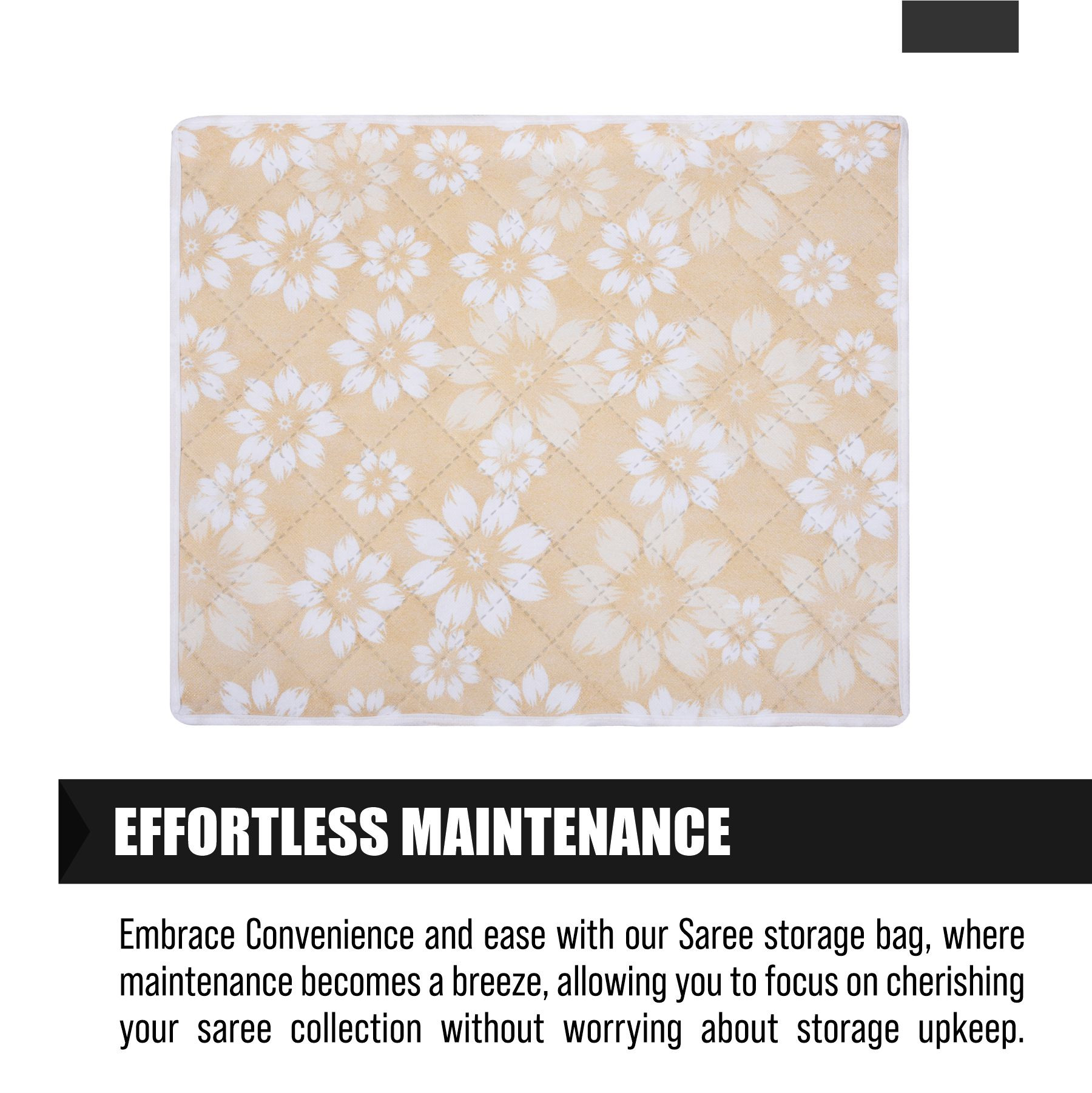 Kuber Industries Saree Storage Bag  Waterproof Saree Bag  Wardrobe Storage Bag  Top Visible Window Saree Bag  Single Packing Cloth Bag  Flower Quilted Storage Bag  Pack of 3  Golden