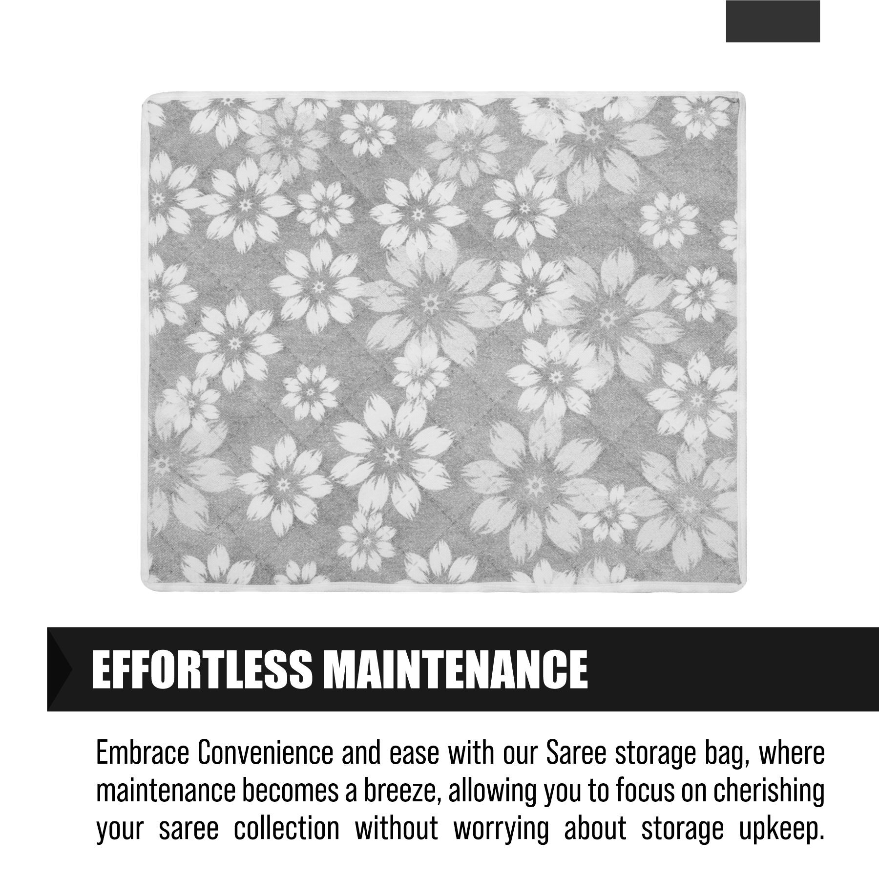 Kuber Industries Saree Storage Bag  Waterproof Saree Bag  Wardrobe Storage Bag  Top Visible Window Saree Bag  Single Packing Cloth Bag  Flower Quilted Storage Bag  Pack of 3  Gray