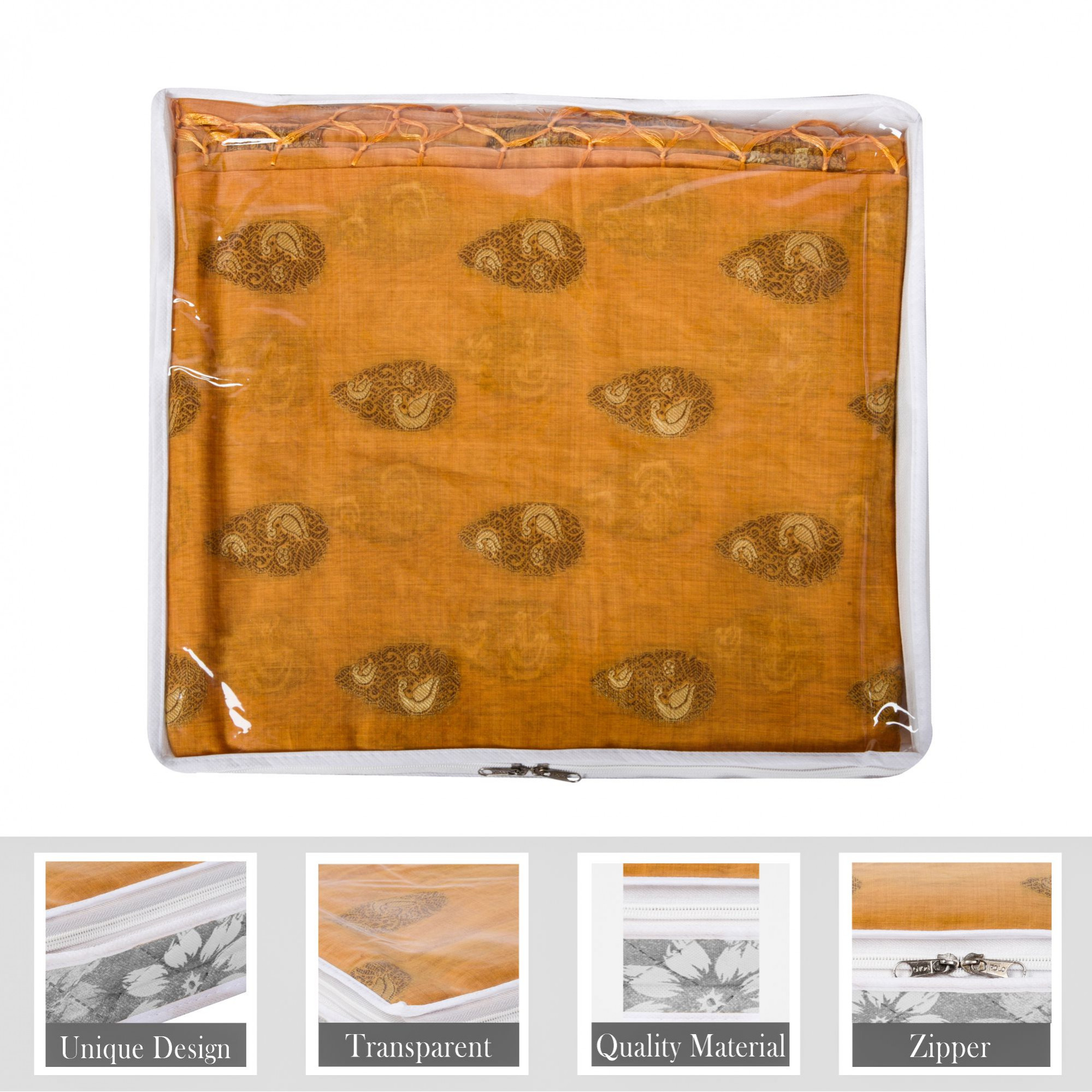 Kuber Industries Saree Storage Bag | Waterproof Saree Bag | Wardrobe Storage Bag | Top Visible Window Saree Bag | Cloth Organizer | Flower Quilted Storage Bag | 3 Inch |Multi