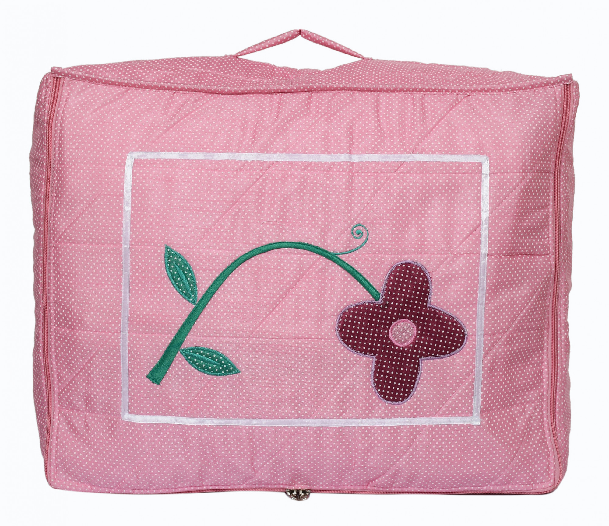 Kuber Industries Satin Dot Printed 12 Saree Flap In 1 Bag With Separate zipped For Wedding collection, Bridal set exclusive collection  (Pink)