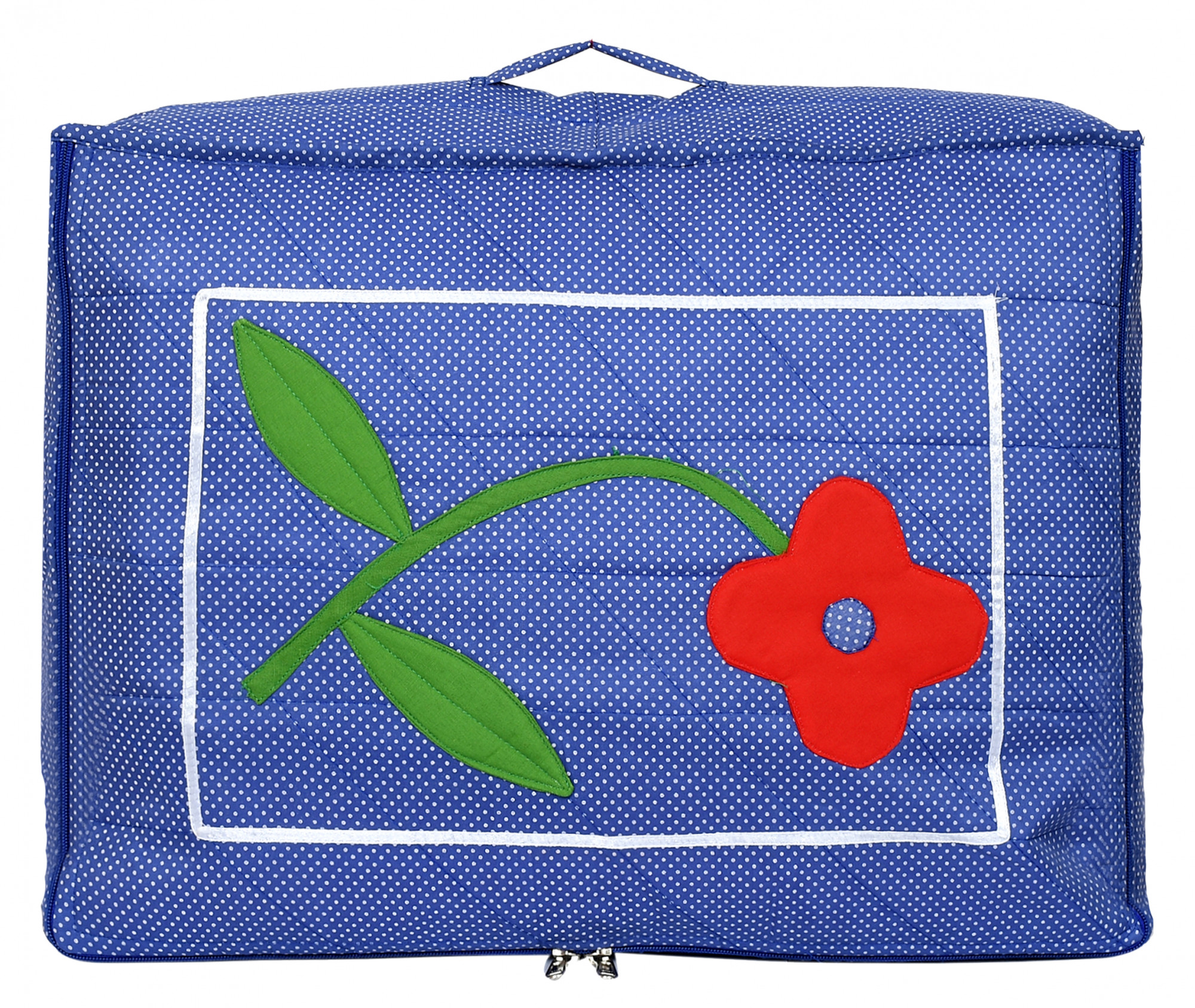 Kuber Industries Satin Dot Printed 12 Saree Flap In 1 Bag With Separate zipped For Wedding collection, Bridal set exclusive collection  (Blue)