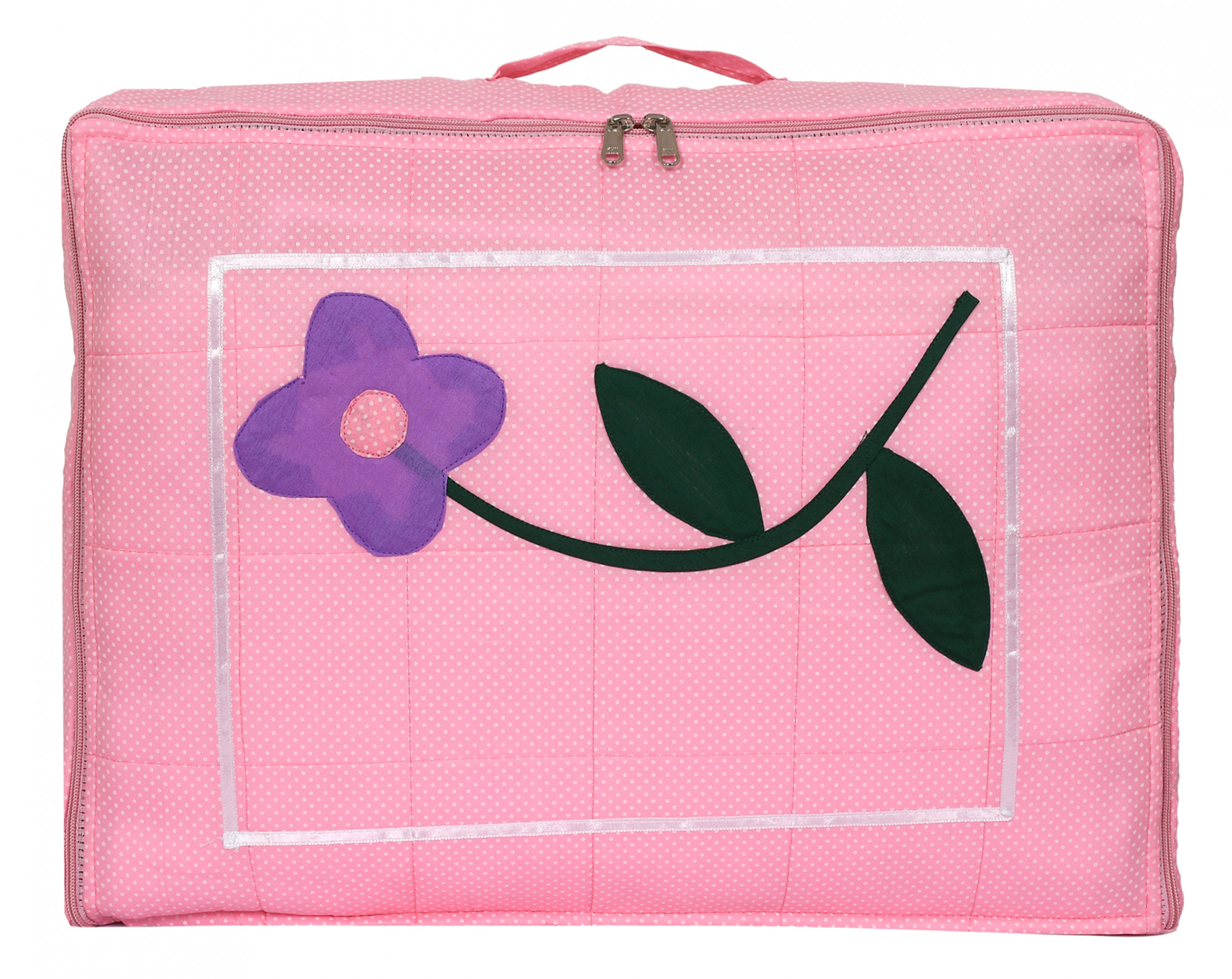 Kuber Industries Satin Dot Printed 12 Saree Flap In 1 Bag With Separate zipped For Wedding collection, Bridal set exclusive collection  (Baby Pink)