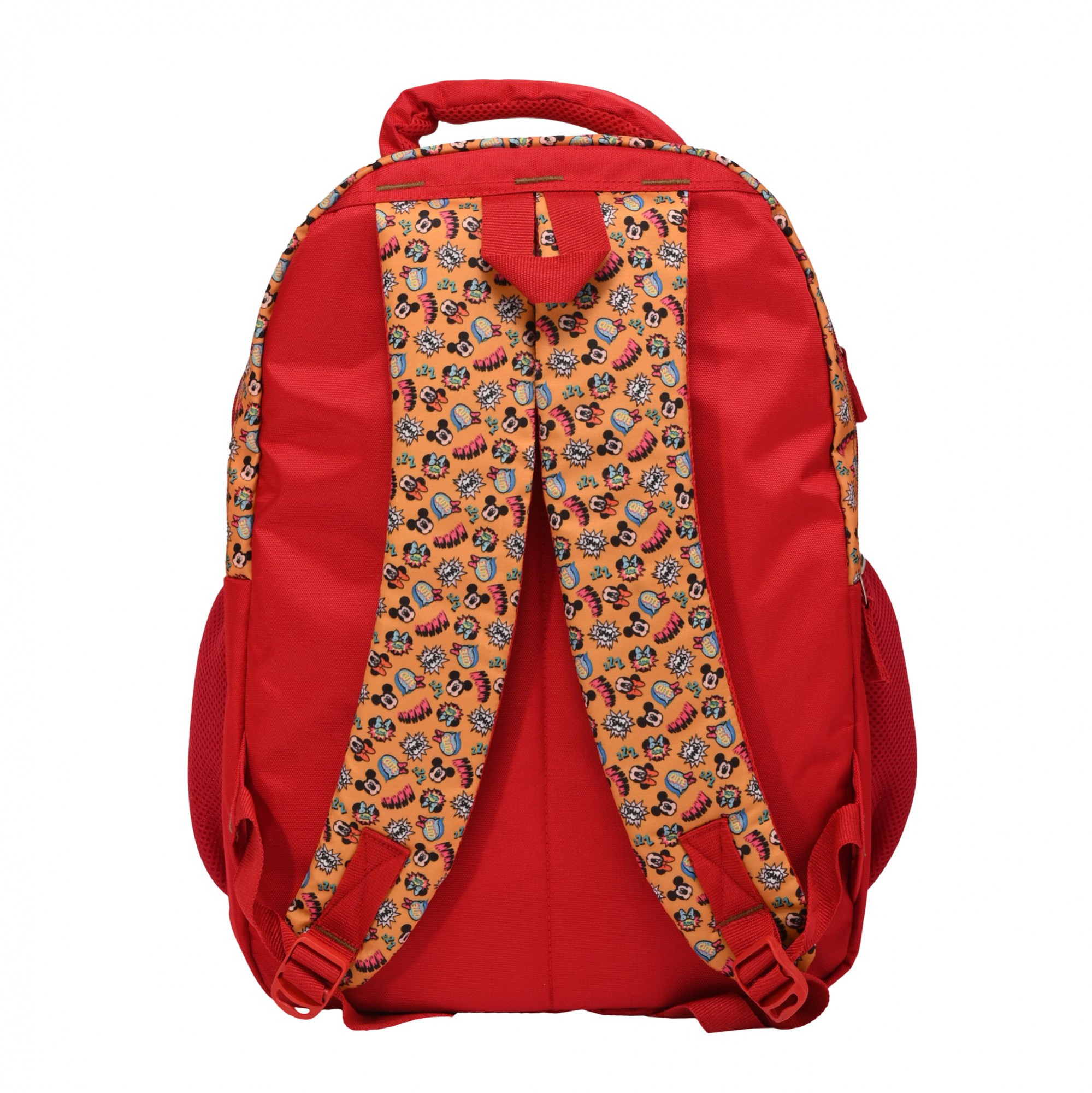 Kuber Industries School-College Bag  Disney Mickey Boy Backpack for Boys and Girls  4 Compartment Travel Backpack  Water Resistant Bookbag  Bag for Daily Routine  Laptop Bag  Large  Red