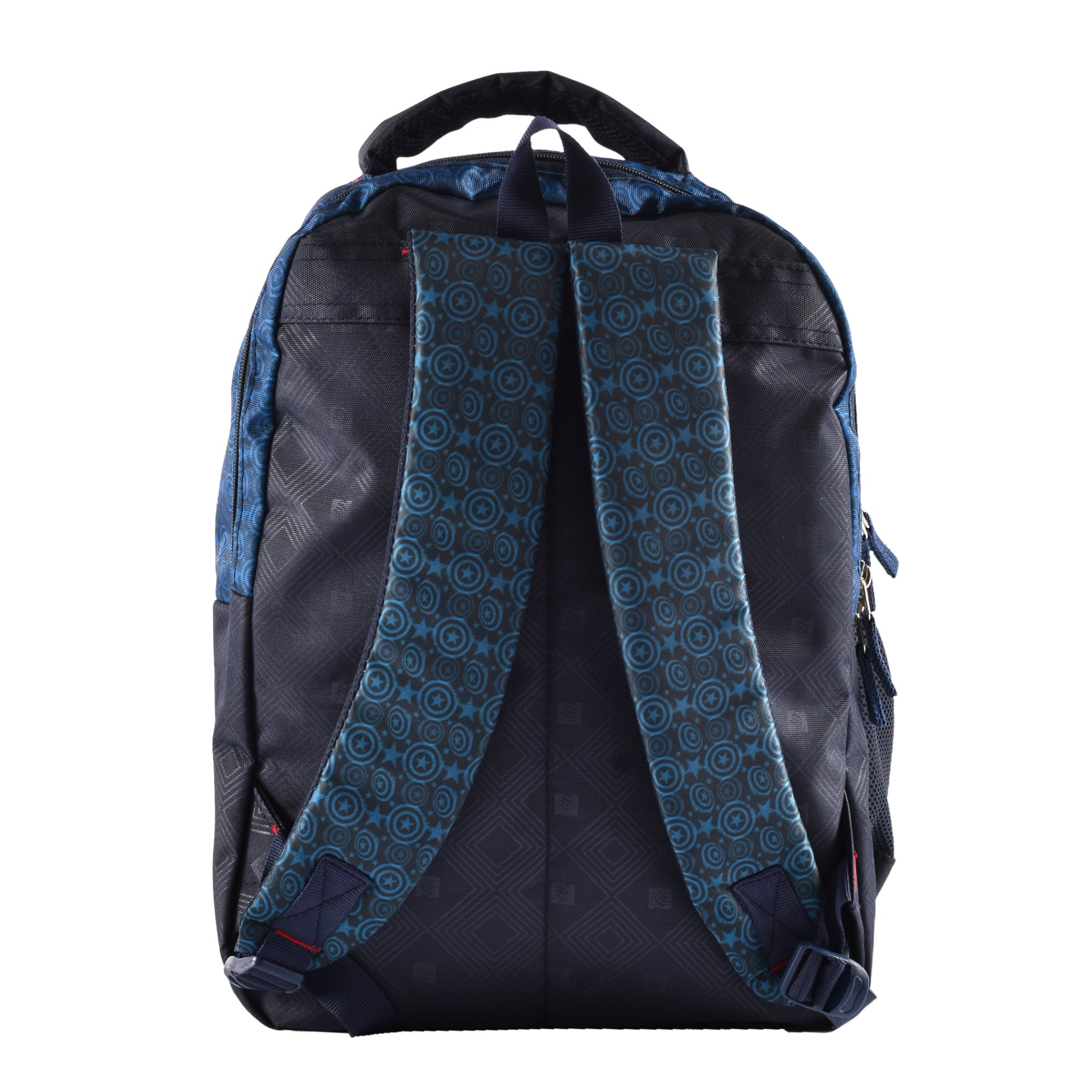 Kuber Industries School-College Bag  Marvel Captain America Backpack for Boys and Girls  4 Compartment Travel Backpack  Water Resistant Bookbag  Bag for Daily Routine  Kids School Bag  Blue