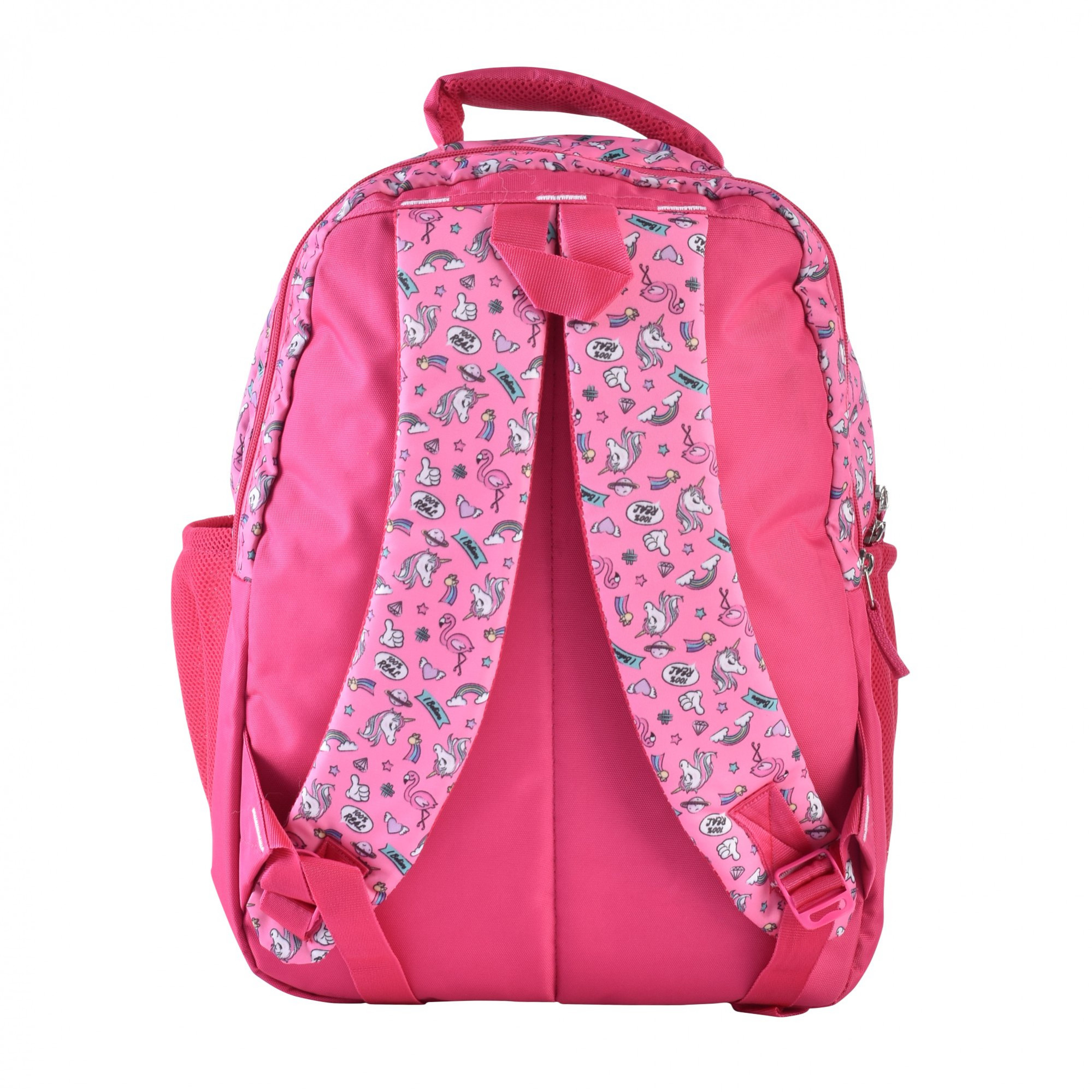 Kuber Industries School-College Bag  Unicorn Rainbow Backpack for Boys and Girls  4 Compartment Travel Backpack  Water Resistant Bookbag  Bag for Daily Routine  Laptop Bag  Large  Pink