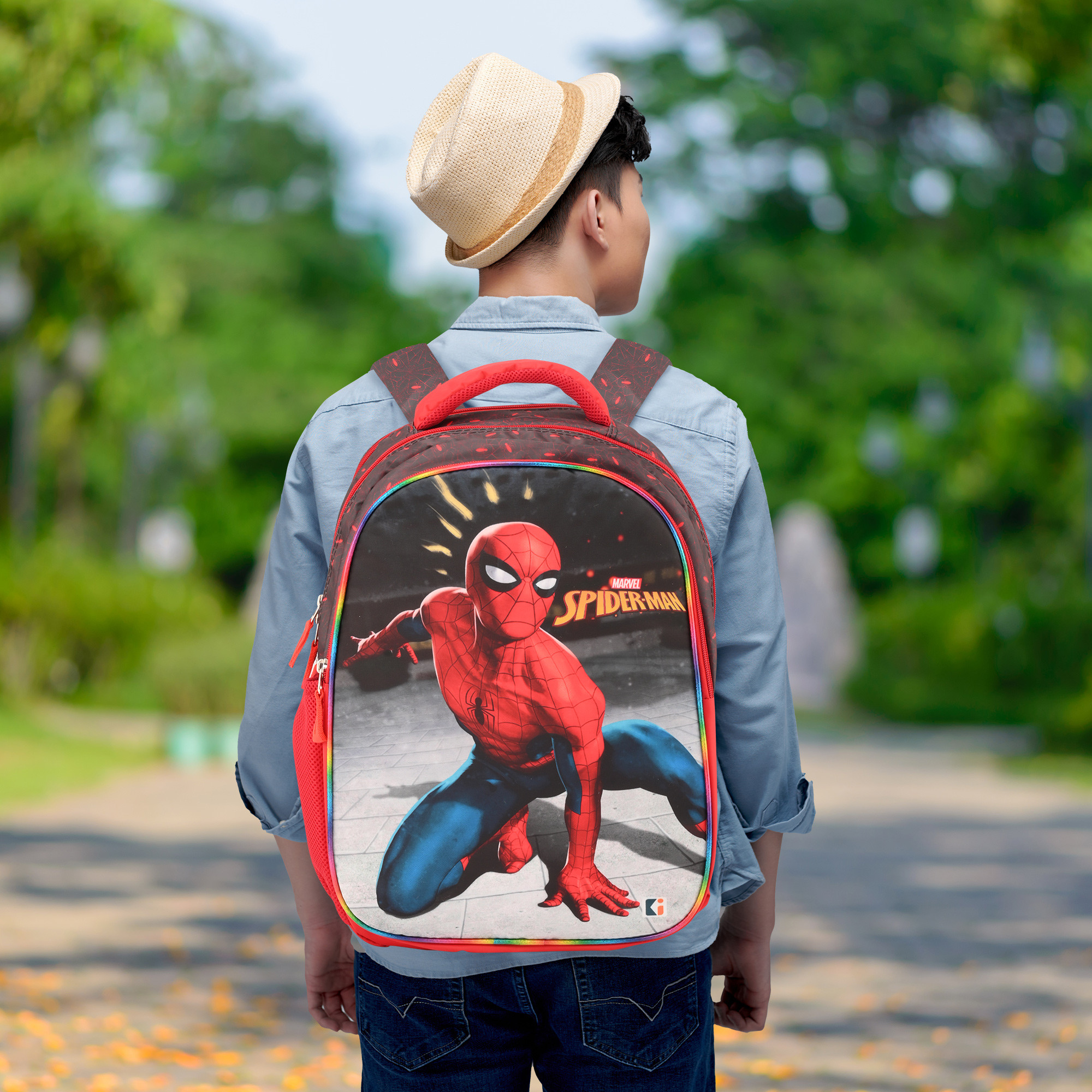 Kuber Industries School-College Bag Marvel Spiderman 4 Compartment Backpack for Boys and Girls  Casual Backpack  Large  18 Inch  Red