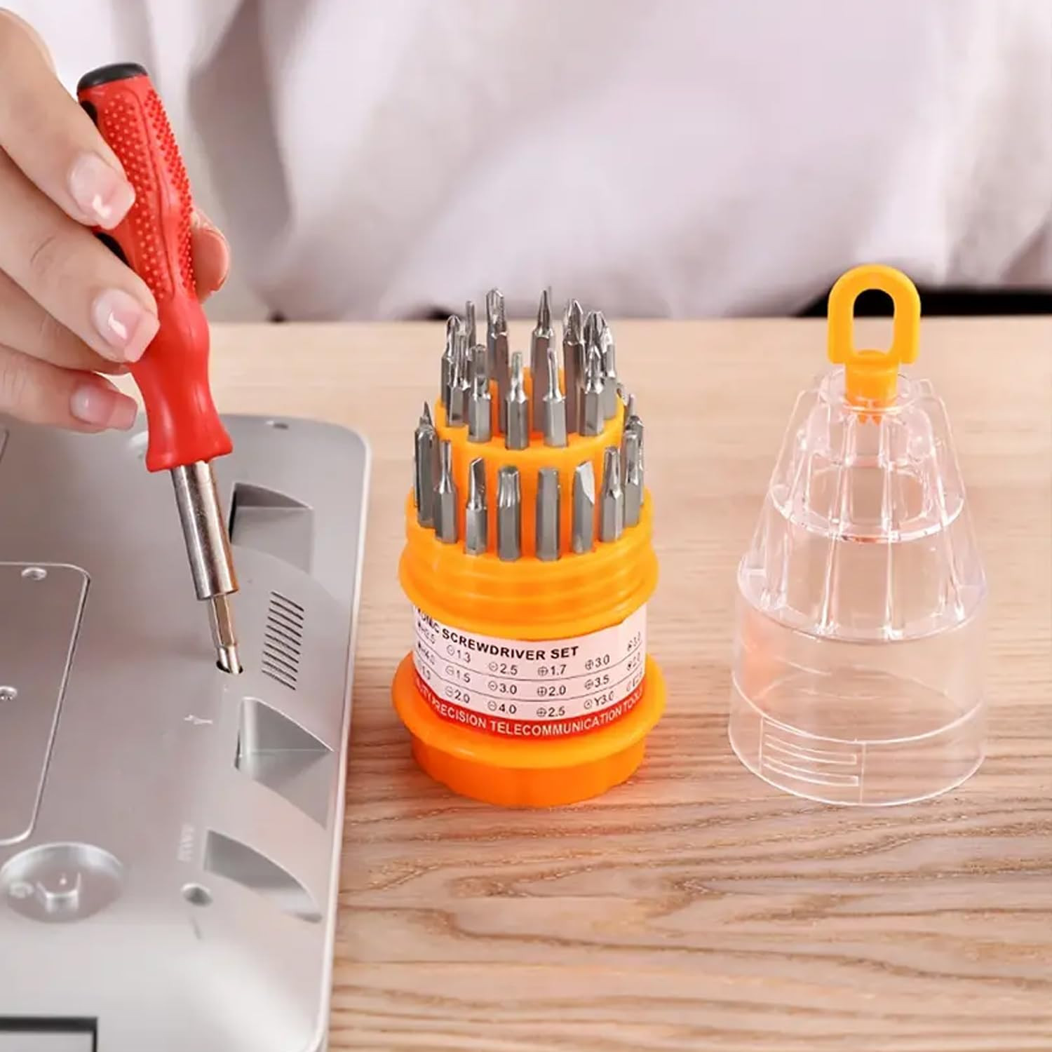 Kuber Industries Screwdriver Bits Set|31 In One With 31 Screws|Professional Magnetic Driver Set|Idol For Laptop, Mobile, Computer, Repairing Preparations (Orange)
