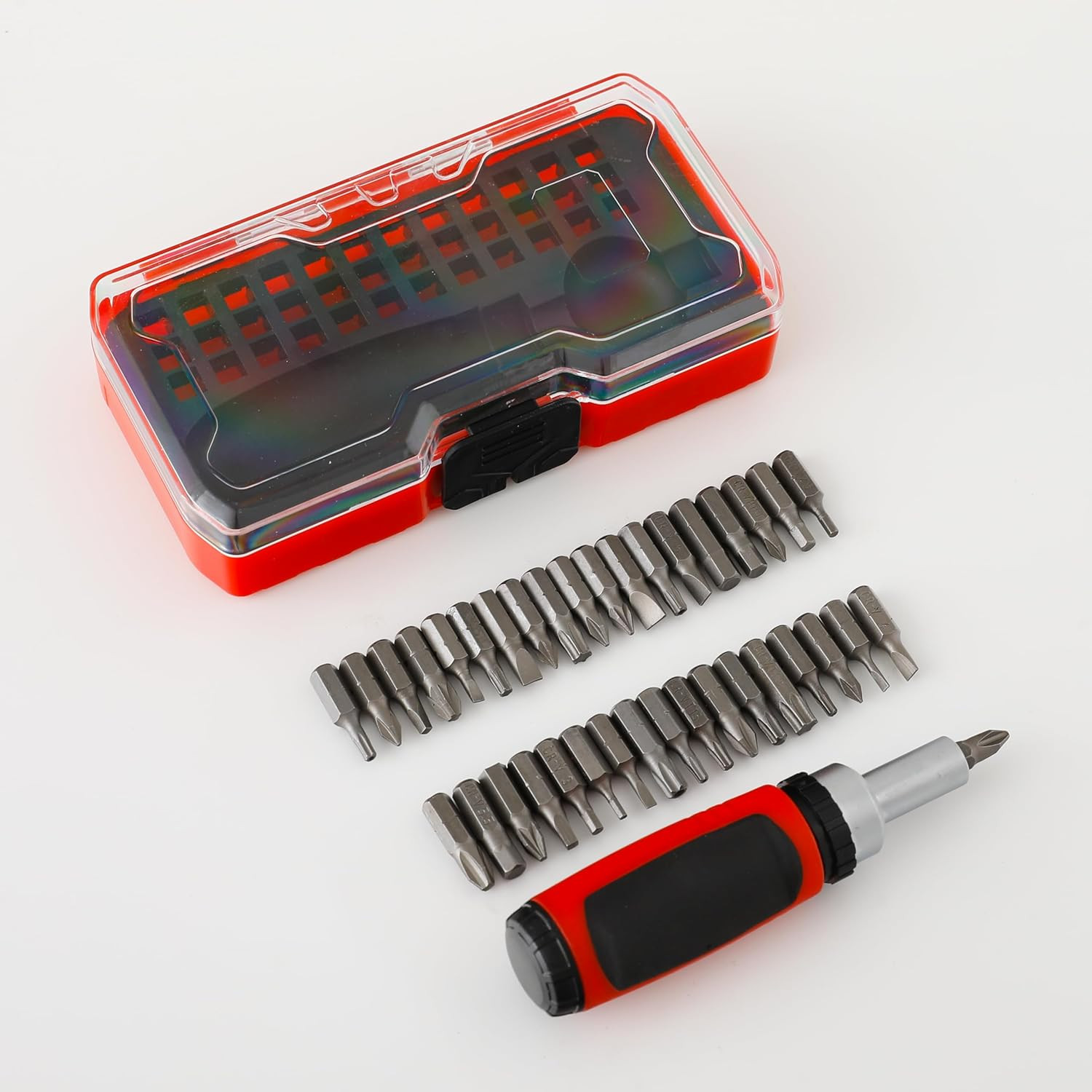 Kuber Industries Screwdriver Bits Set|38 In One With 38 Screws|Professional Magnetic Driver Set|Idol For Laptop, Mobile, Computer, Repairing Preparations (Red)