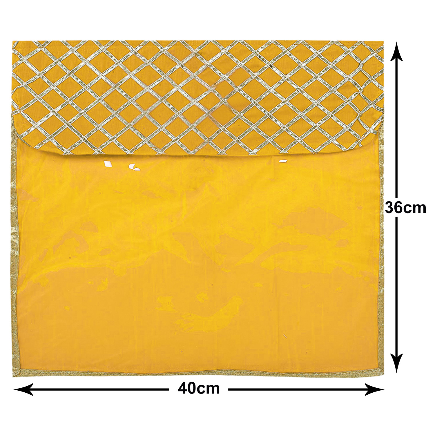Kuber Industries Seamless lattice Design Satin Foldable, Lightweigth Single Saree Cover/Organiser For Wardrobe With Transparent Top-(Yellow)