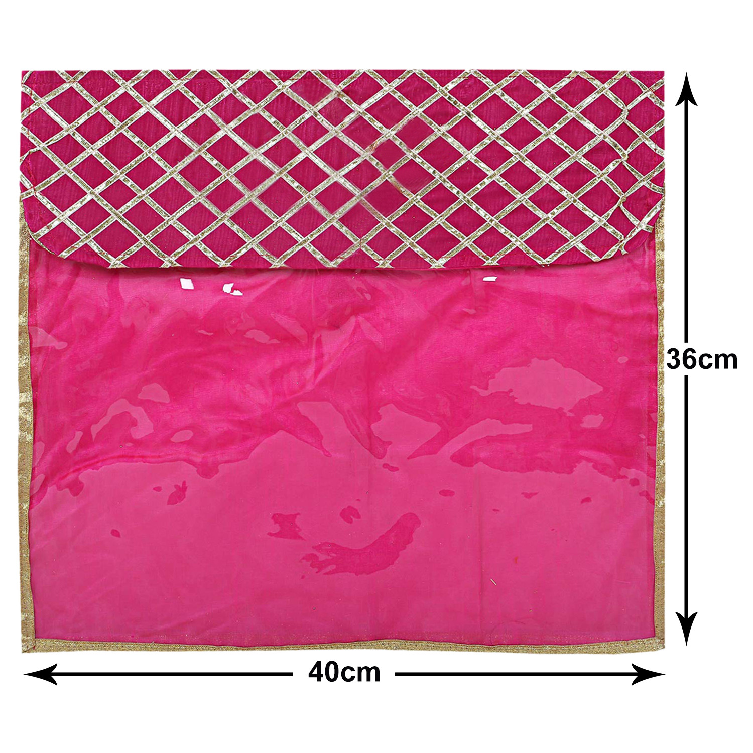 Kuber Industries Seamless lattice Design Satin Foldable, Lightweigth Single Saree Cover/Organiser For Wardrobe With Transparent Top-(Pink & Yellow)