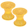 Seating Stool | Plastic Mesh Damroo Stool | Both Sided Stool for Guestroom | Damroo Style Stool | Stool for Graden | Stool for Balcony | Pack of 2 | Yellow