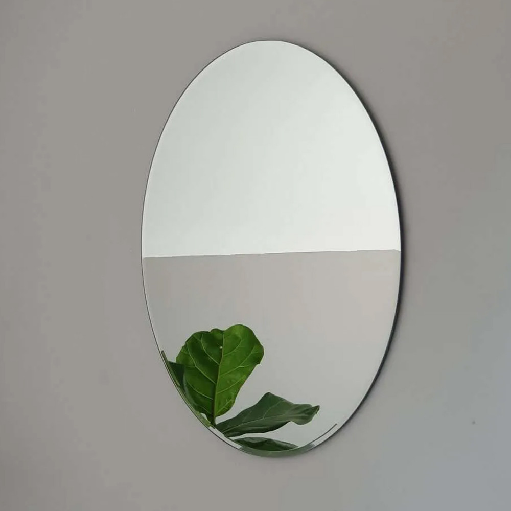 Kuber Industries Self Adhesive Mirror Stickers For Wall|Oval Wall Mirror Stickers|Flexible Mirror For Wall Décor, Living Room|Premium Acrylic Material &quot;12&quot; Inch (Silver)