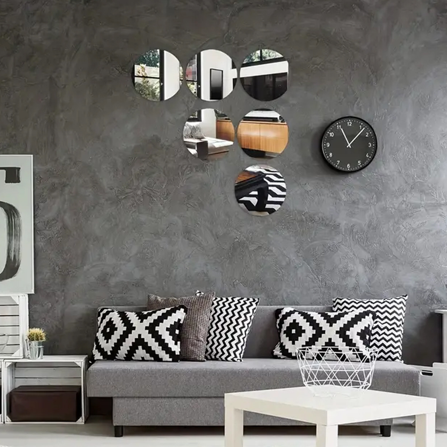 Kuber Industries Self Adhesive Mirror Stickers For Wall|Round Wall Mirror Stickers|Flexible Mirror For Wall Décor, Living Room|Premium Acrylic Material 