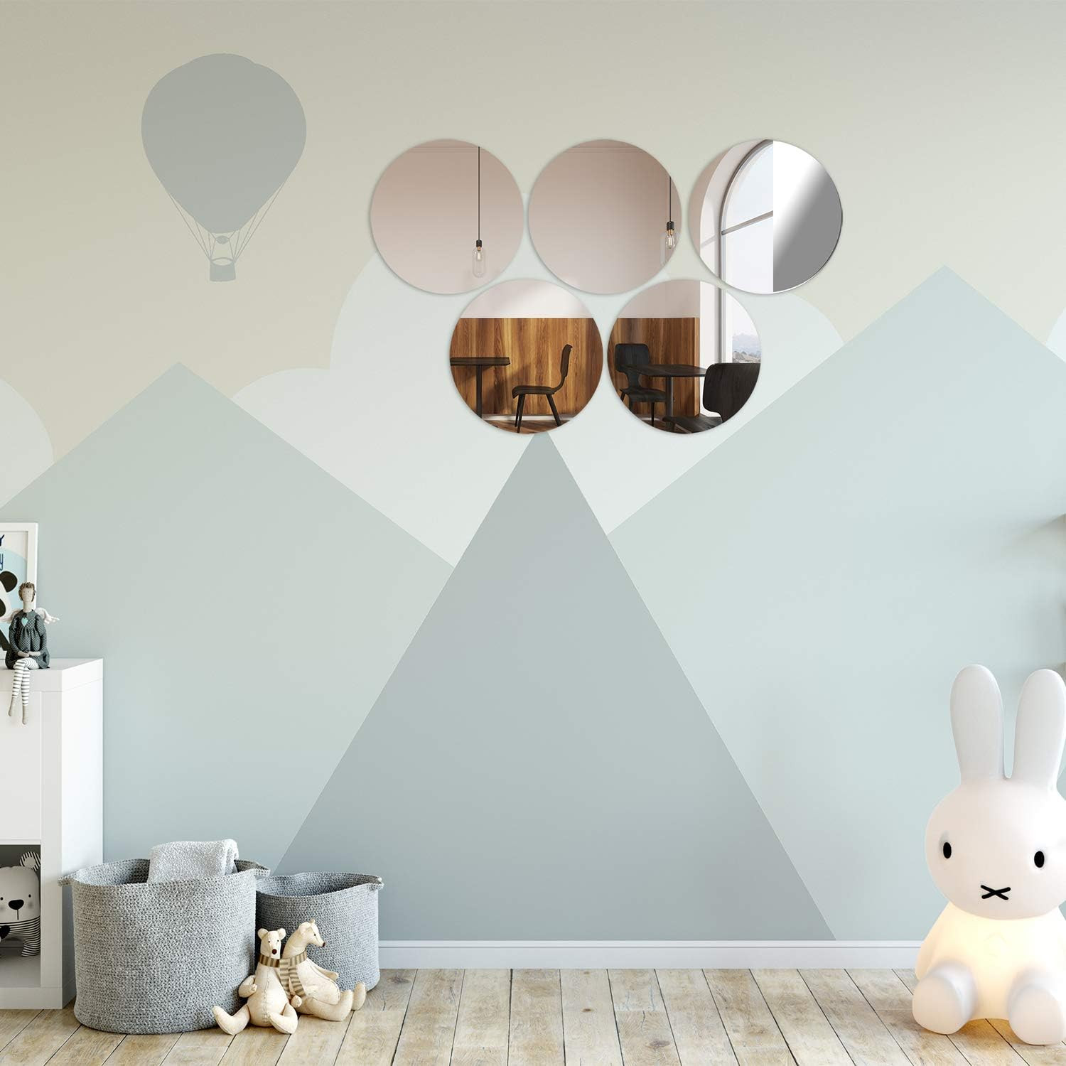 Kuber Industries Self Adhesive Mirror Stickers For Wall|Round Wall Mirror Stickers|Flexible Mirror For Wall Décor, Living Room|Premium Acrylic Material 