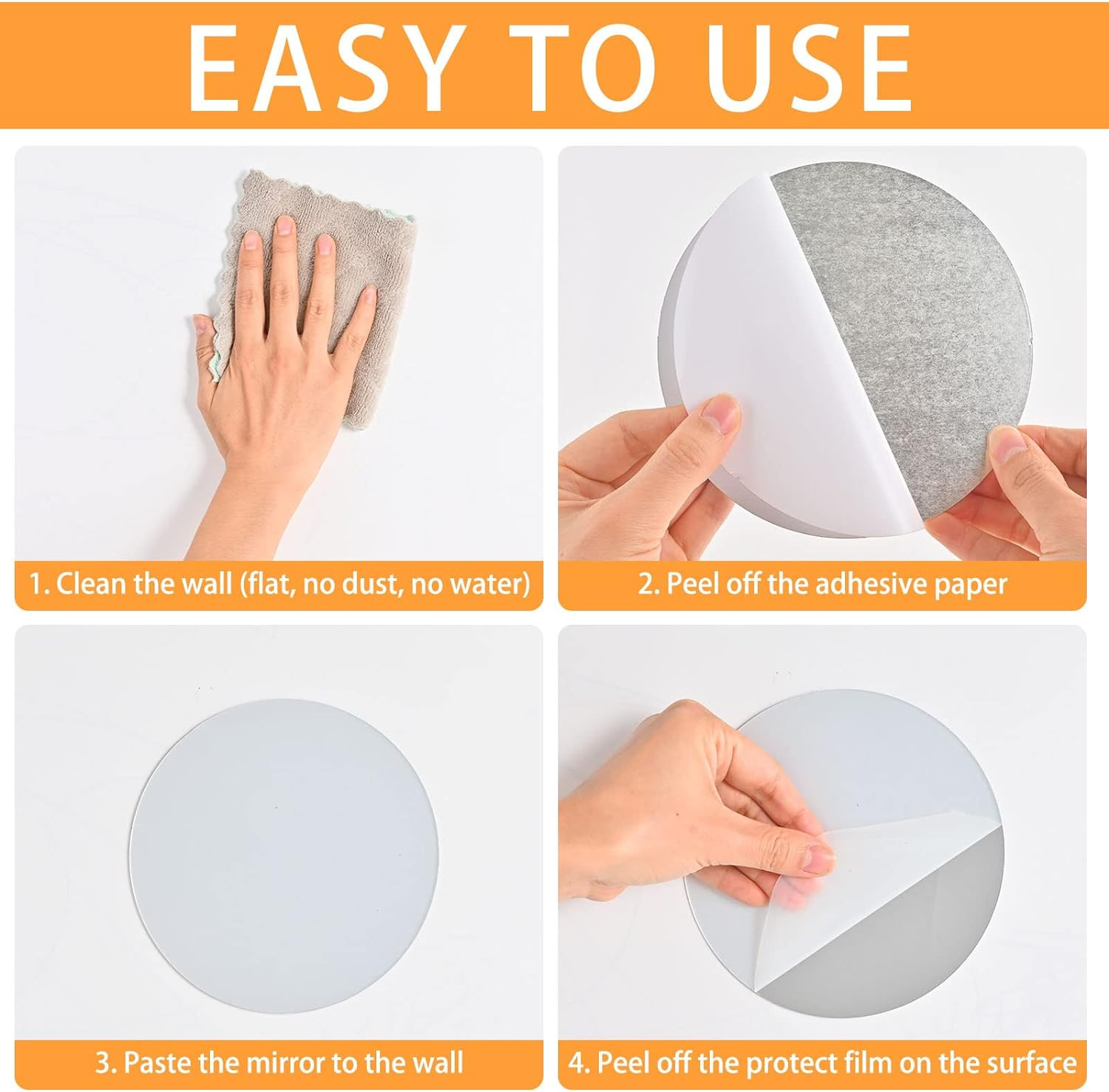 Kuber Industries Self Adhesive Mirror Stickers For Wall|Round Wall Mirror Stickers|Flexible Mirror For Wall Décor, Living Room|Premium Acrylic Material 