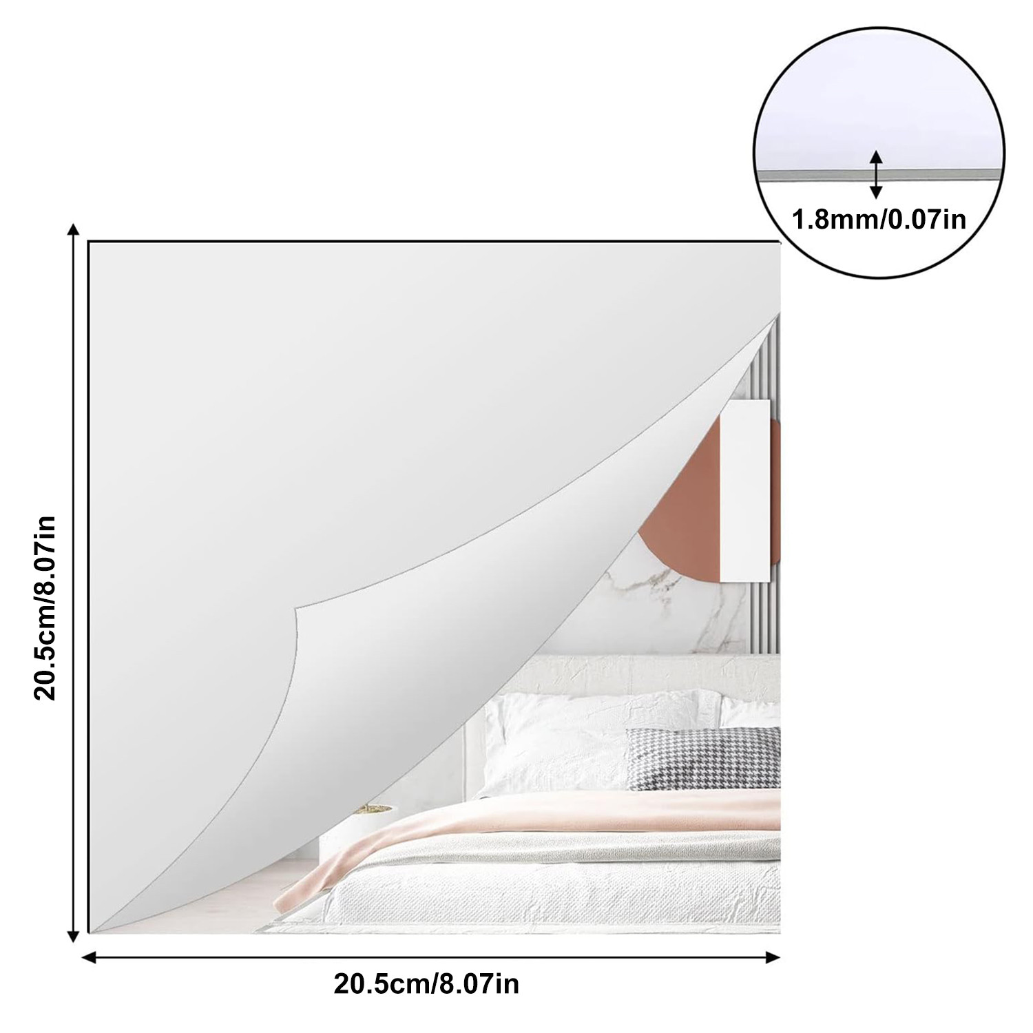 Kuber Industries Self Adhesive Mirror Stickers For Wall|Square Wall Mirror Stickers|Flexible Mirror For Wall Décor, Living Room|Premium Acrylic Material 