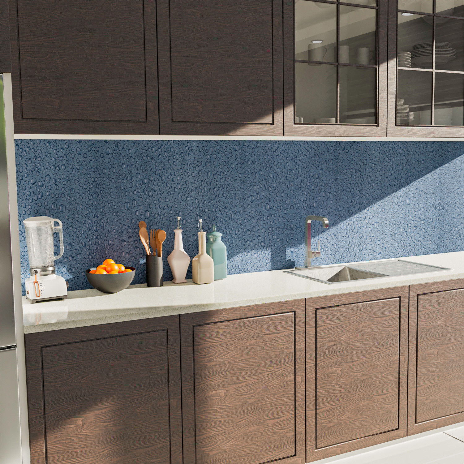 Kuber Industries Self Adhesive Wallpaper Sheet|Vinyl PVC Bubble Print Wall Stickers Peel and Stick for Furniture, Almirah, Table Top, Wardrobe, Kitchen Cupboard,Bedroom-10 Meter,(Blue)
