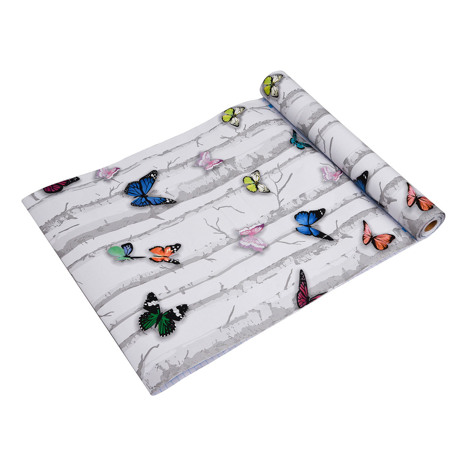 Kuber Industries Self Adhesive Wallpaper Sheet|Vinyl PVC Butterfly Print Wall Stickers Peel and Stick for Furniture, Almirah, Table Top, Wardrobe, Kitchen Cupboard,Bedroom-10 Meter,(White)