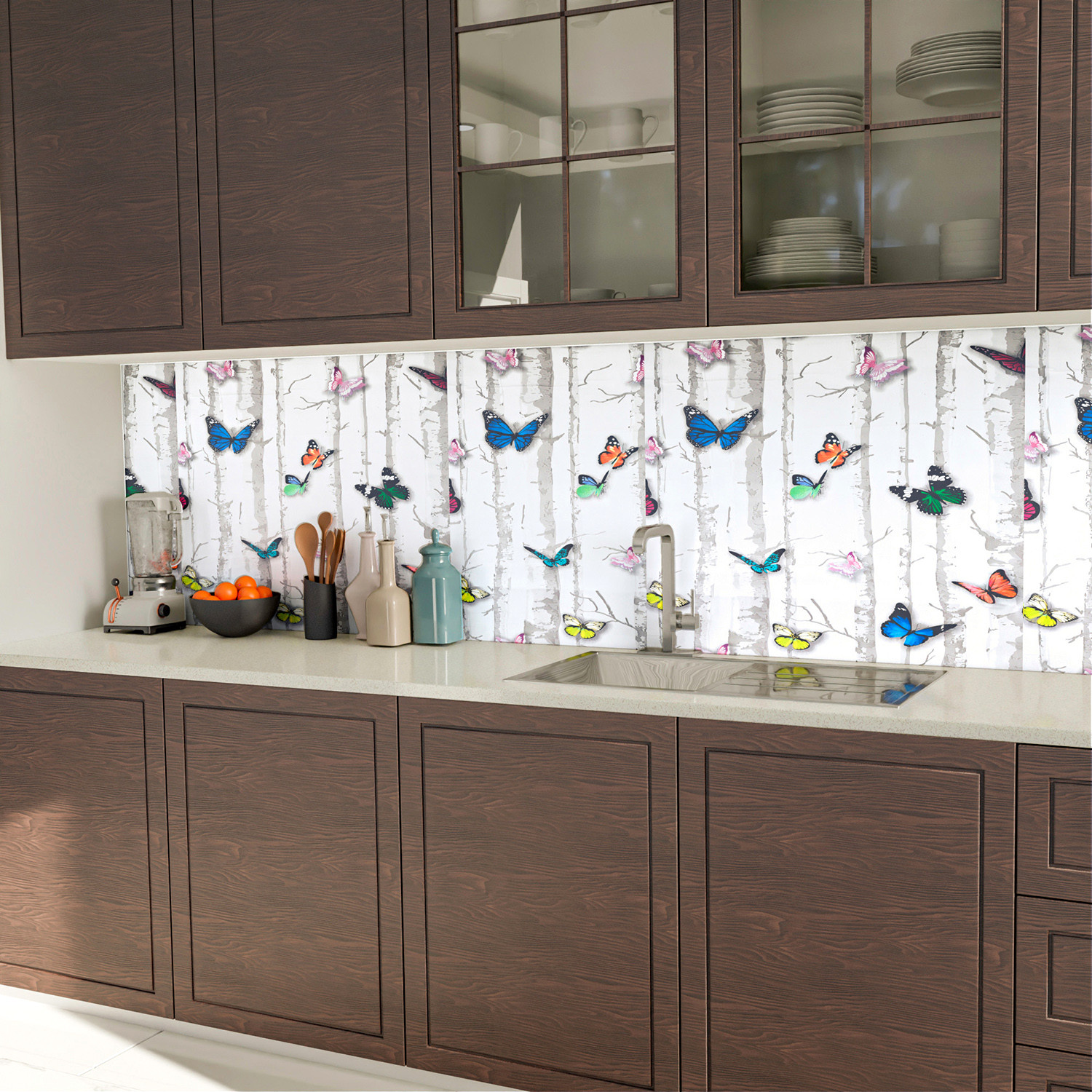 Kuber Industries Self Adhesive Wallpaper Sheet|Vinyl PVC Butterfly Print Wall Stickers Peel and Stick for Furniture, Almirah, Table Top, Wardrobe, Kitchen Cupboard,Bedroom-10 Meter,(White)