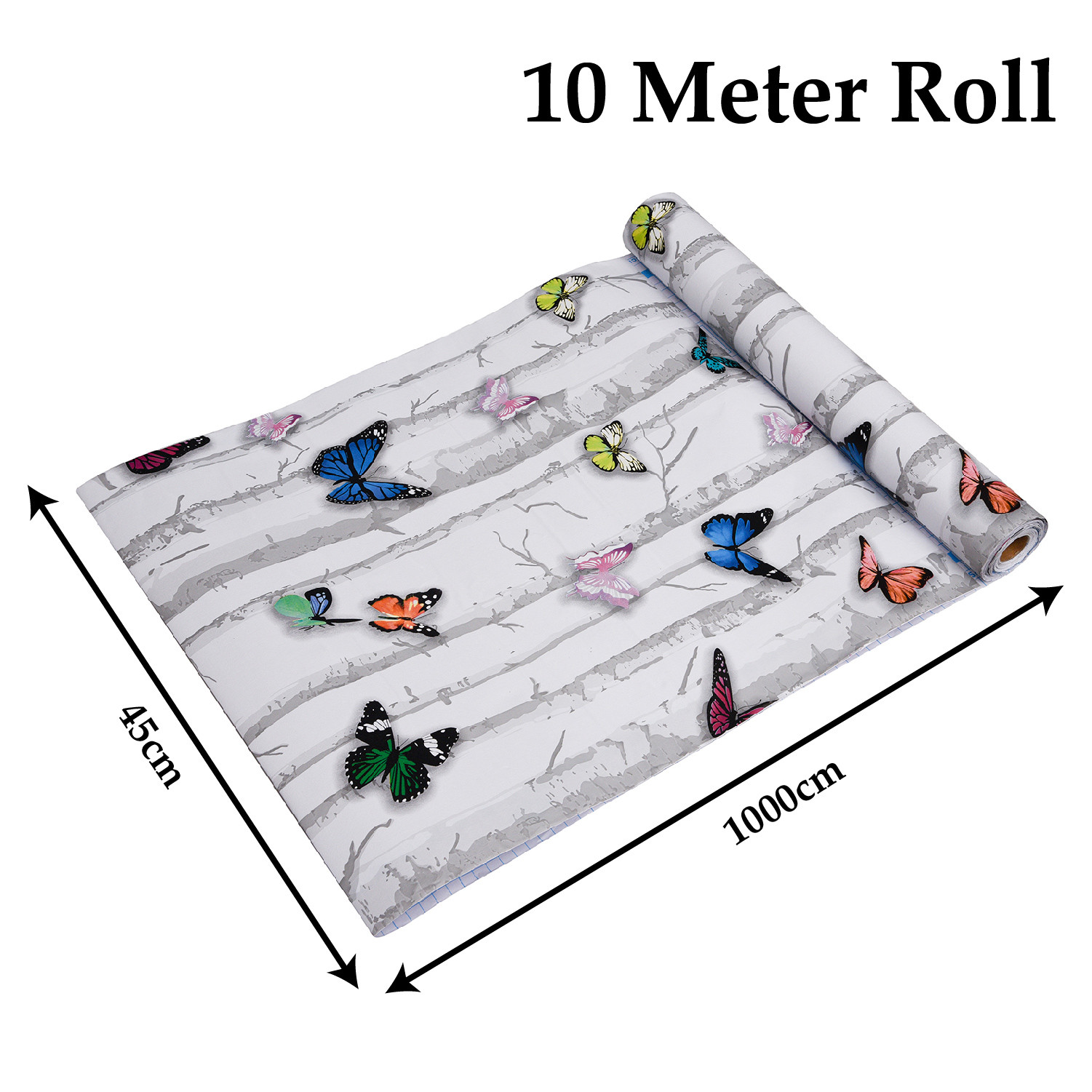 Kuber Industries Self Adhesive Wallpaper Sheet|Vinyl PVC Butterfly Print Wall Stickers Peel and Stick for Furniture, Almirah, Table Top, Wardrobe, Kitchen Cupboard,Bedroom-10 Meter,(White)