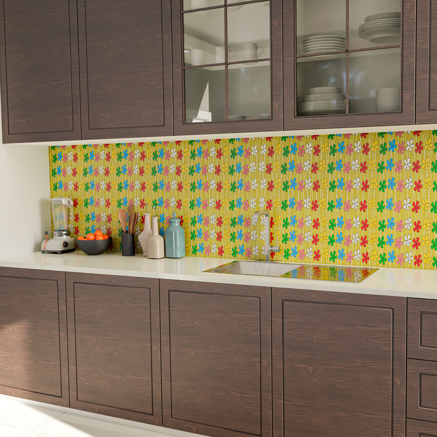 Kuber Industries Self Adhesive Wallpaper Sheet|Vinyl PVC Flower Print Wall Stickers Peel and Stick for Furniture, Almirah, Table Top, Wardrobe, Kitchen Cupboard,Bedroom-10 Meter,(Green)