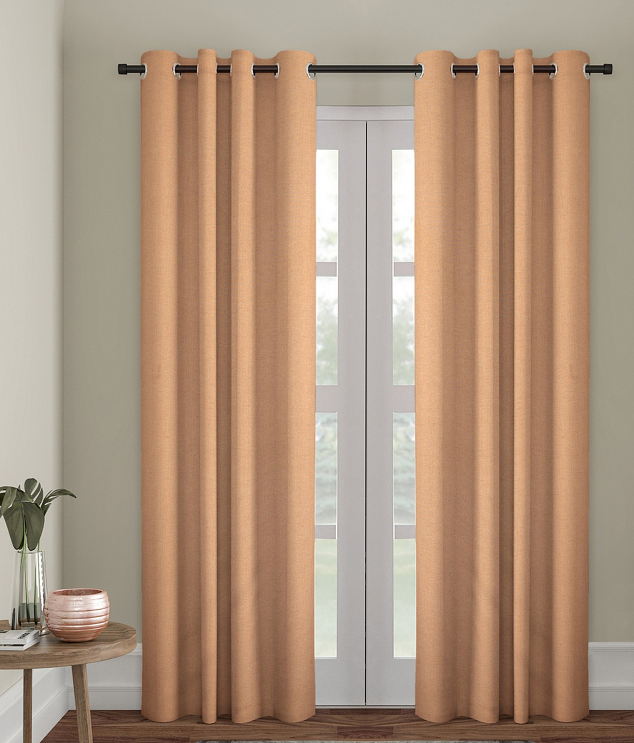 Kuber Industries Self Print Room Darkening Door Curtain, 7 Feet (Gold)