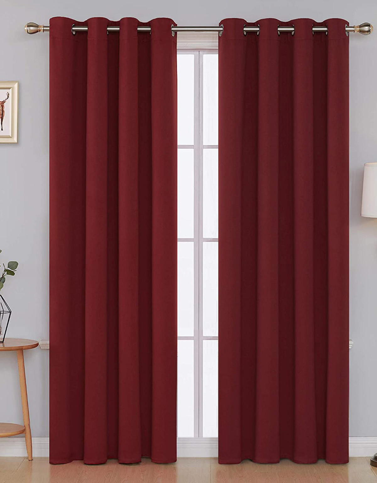 Kuber Industries Self Print Room Darkening Door Curtain, 7 Feet (Maroon)