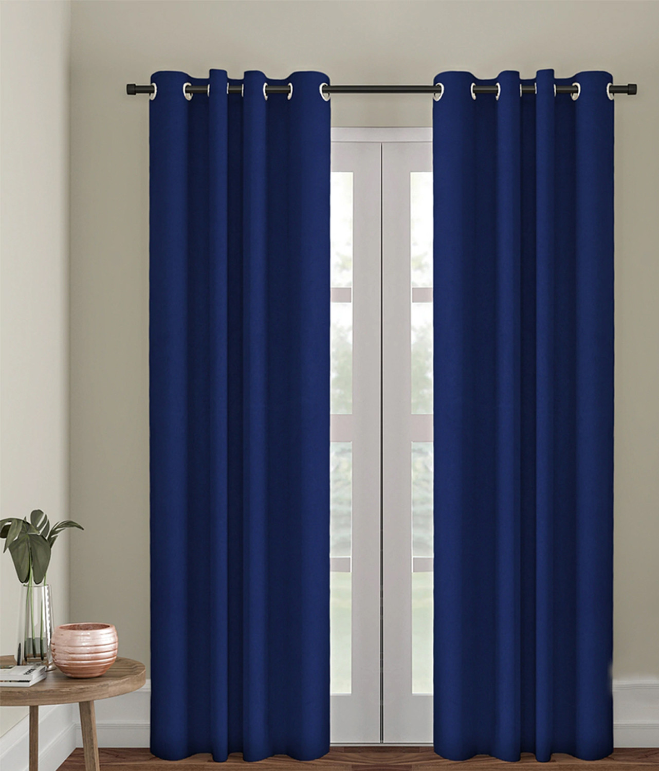 Kuber Industries Self Print Room Darkening Door Curtain, 7 Feet (Navy Blue)