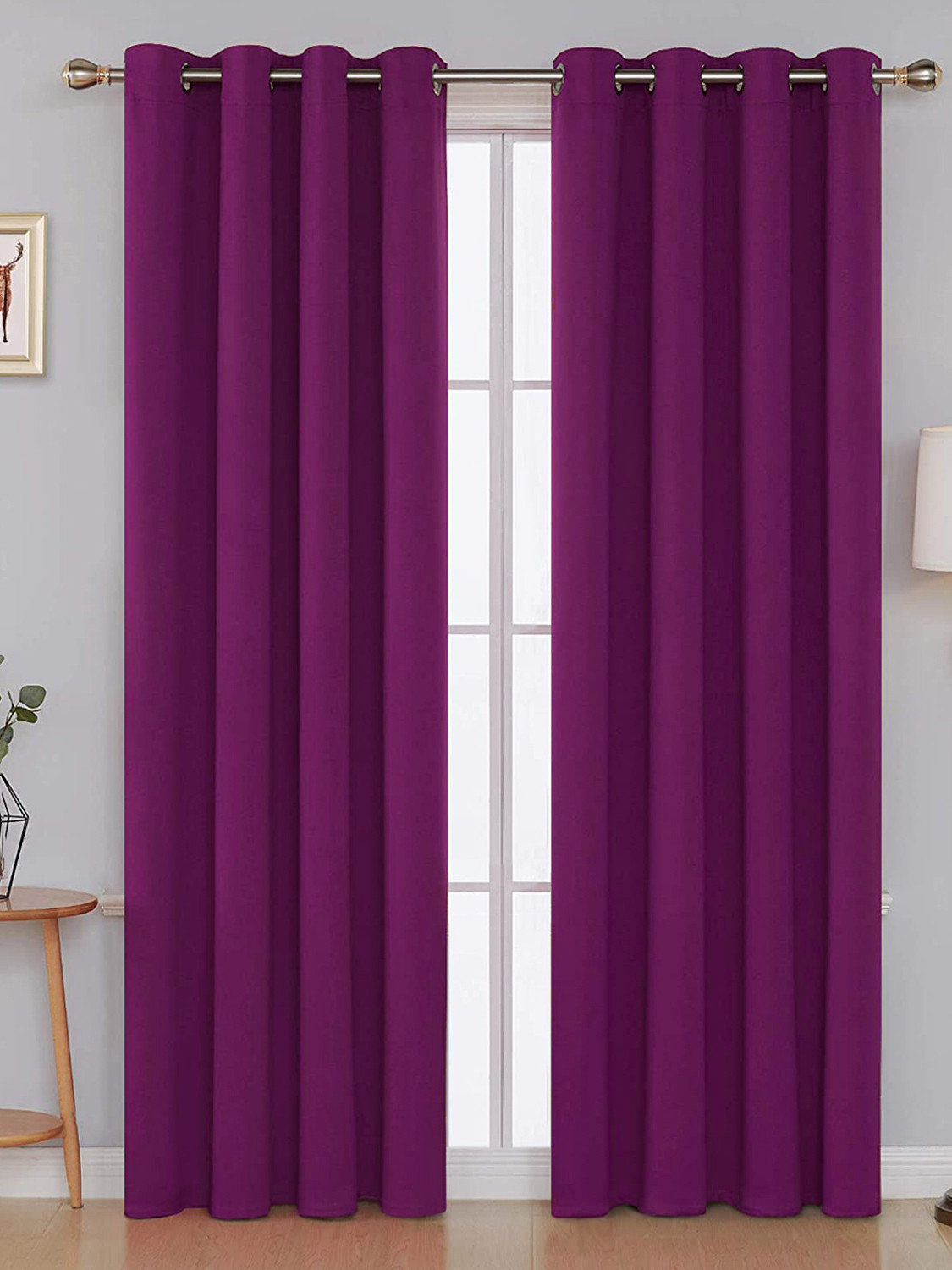 Kuber Industries Self Print Room Darkening Door Curtain, 7 Feet (Pink)