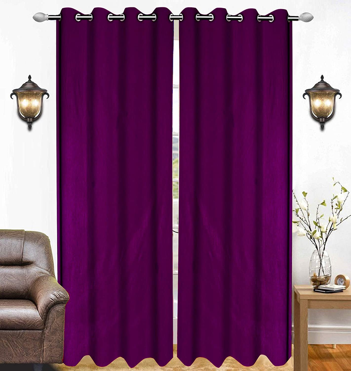 Kuber Industries Self Print Room Darkening Door Curtain, 7 Feet (Pink)
