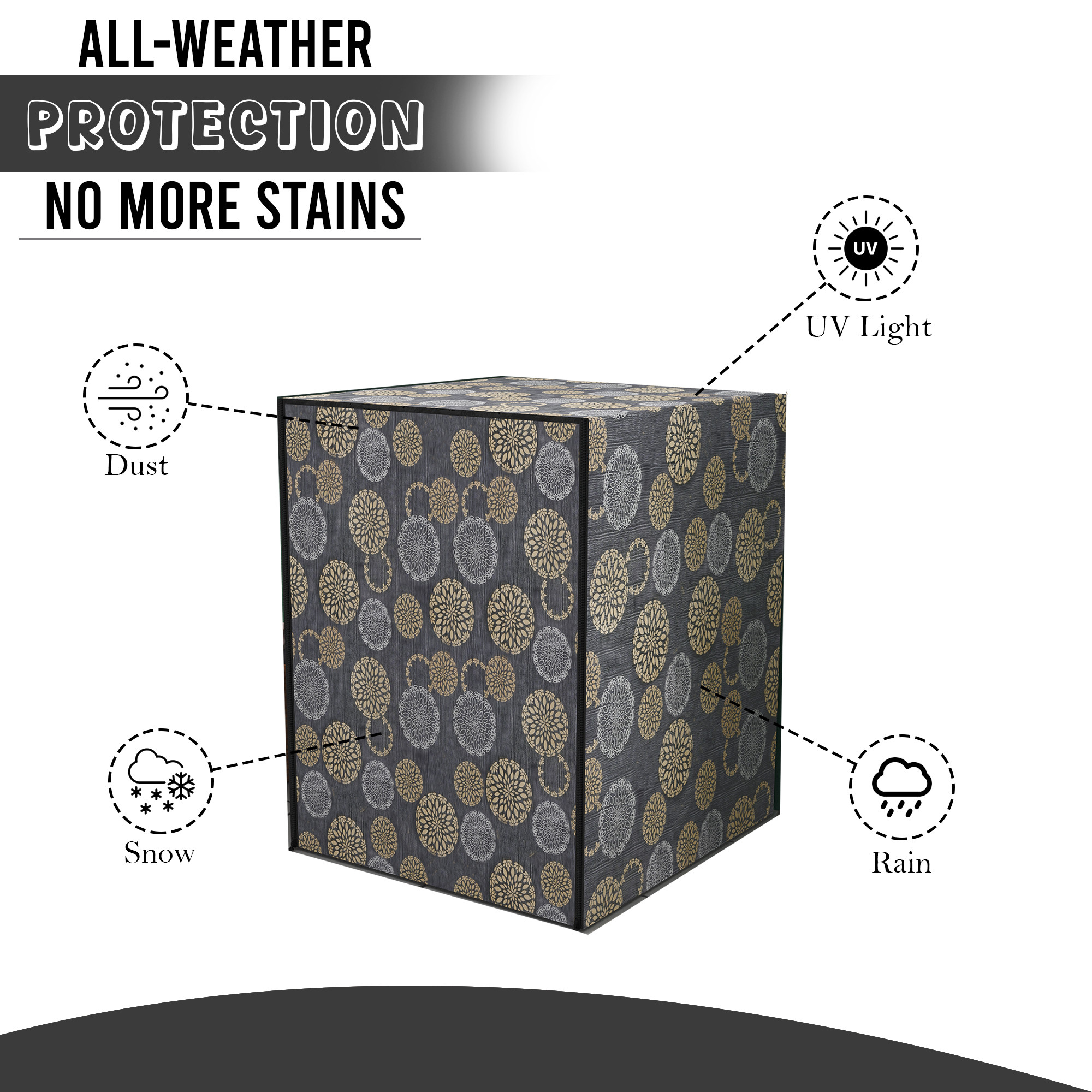 Kuber Industries SemiFully Automatic Top Load Washing Machine Cover 6 kg65 kg7 kg75 kg with Zip  Washing Machine Cover Top Load with Cuts for Wires  Pipes  Gola- Black