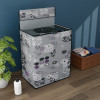 Semi/Fully Automatic Top Load Washing Machine Cover 6 kg/6.5 kg/7 kg/7.5 kg with Zip | Washing Machine Cover Top Load with Cuts for Wires &amp; Pipes | Flower Circle- Grey