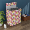 Semi/Fully Automatic Top Load Washing Machine Cover 6 kg/6.5 kg/7 kg/7.5 kg with Zip | Washing Machine Cover Top Load with Cuts for Wire/Pipe | Multi Flower- Red