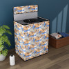 Semi/Fully Automatic Top Load Washing Machine Cover 6 kg/6.5 kg/7 kg/7.5 kg with Zip | Washing Machine Cover Top Load with Cuts for Wire/Pipe | Multi Flower- Blue