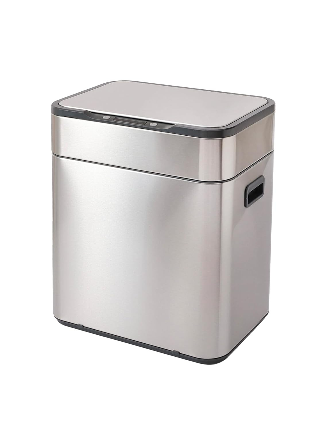 Kuber Industries Sensor Dustbin | Dual Compartment Sensor Dustbin | Touchless Trash Can | Smart Dustbin for Bedroom-Office-Living Room | 2 Removable Bucket Can | YW-5513 | 13 LTR | Silver