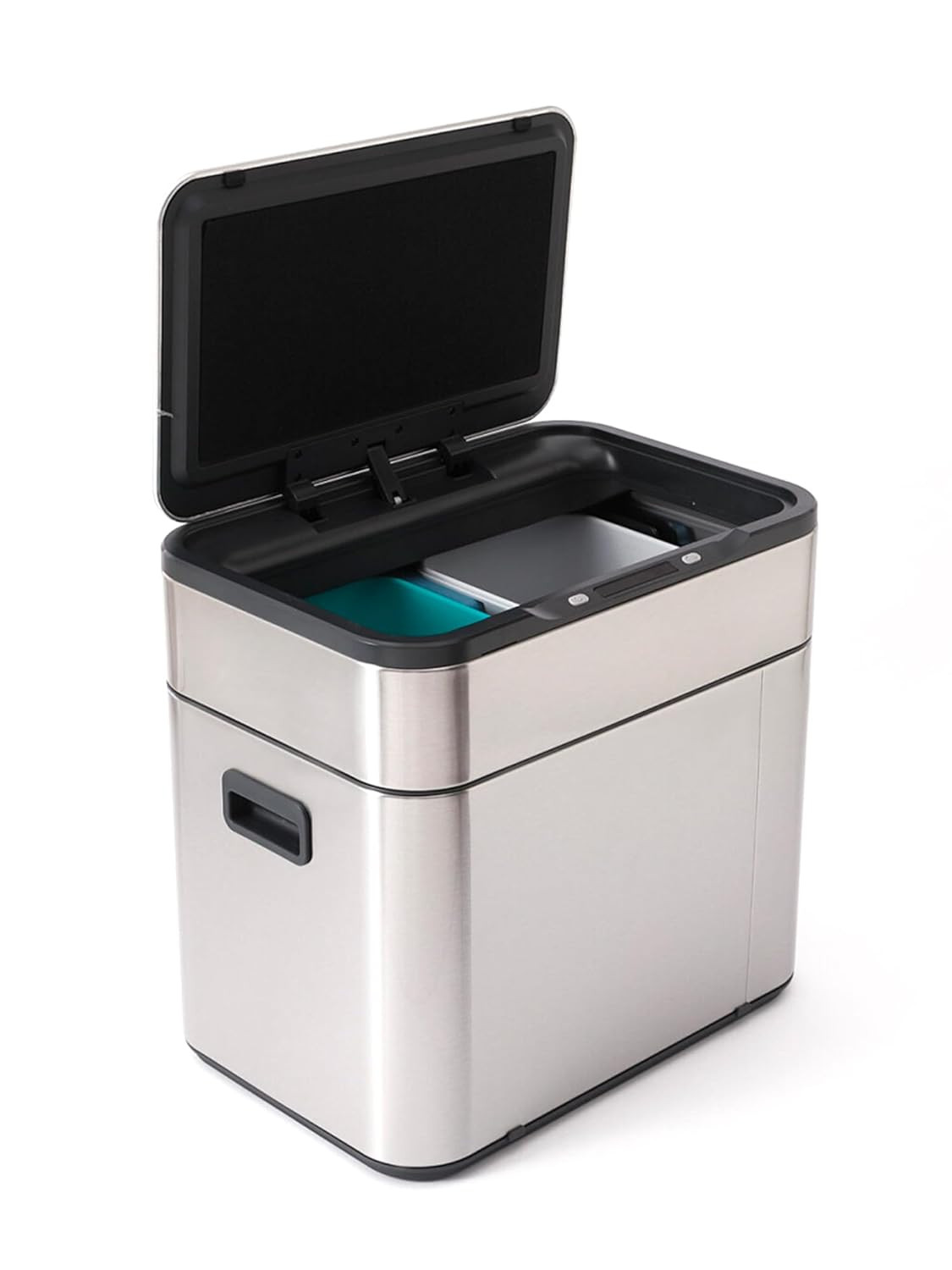 Kuber Industries Sensor Dustbin | Dual Compartment Sensor Dustbin | Touchless Trash Can | Smart Dustbin for Bedroom-Office-Living Room | 2 Removable Bucket Can | YW-5511 | 9 LTR | Silver