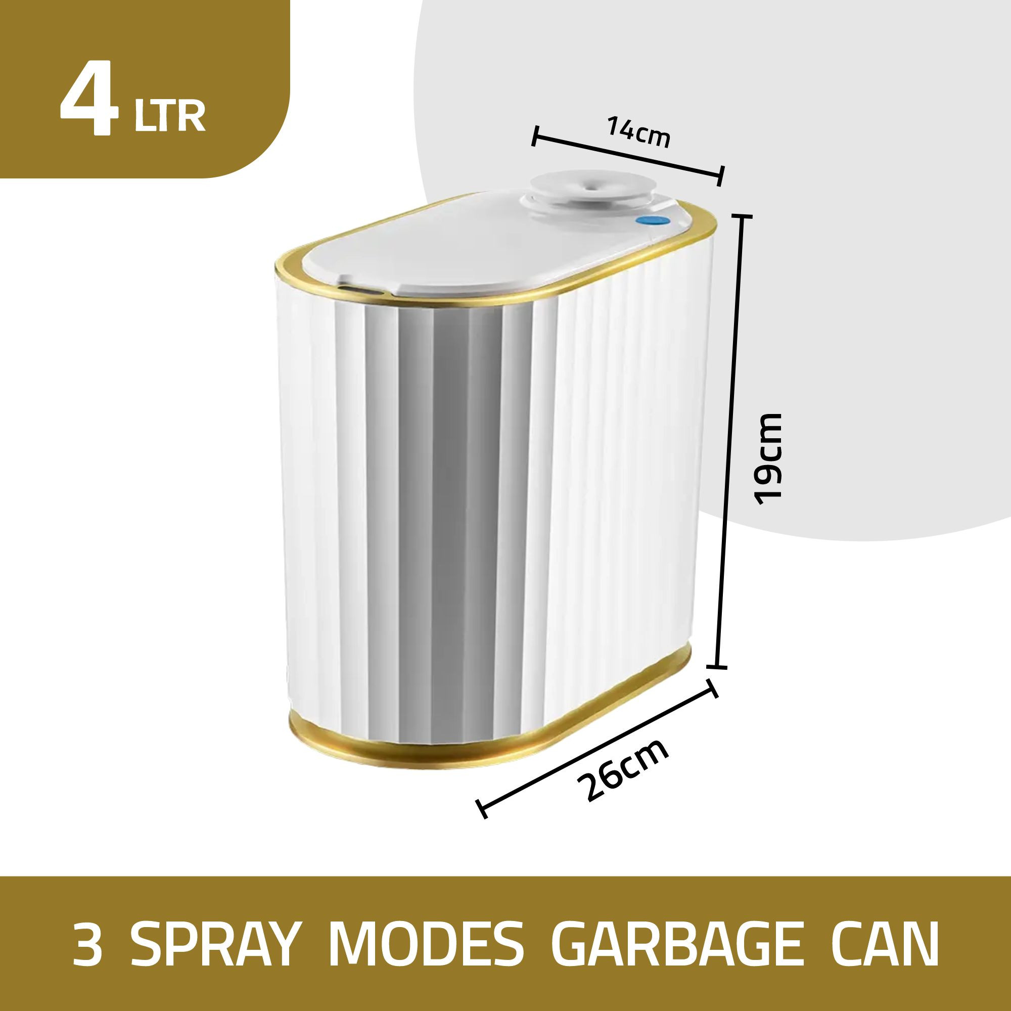 Kuber Industries Sensor Dustbin | Oval Sensor Dustbin | Touchless Oil Diffusers | Smart Dustbin for Bedroom-Office-Living Room | 3 Spray Modes Garbage Can | YW-5715 | 4 LTR | White