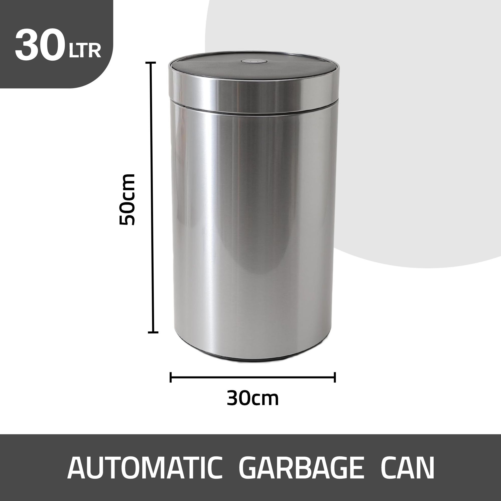 Kuber Industries Sensor Dustbin | Rotating Motion-Sensor Dustbin | Touchless Trash Can | Smart Dustbin for Bedroom-Office-Living Room | Automatic Garbage Can | HN-ZQ-S -30L | Silver
